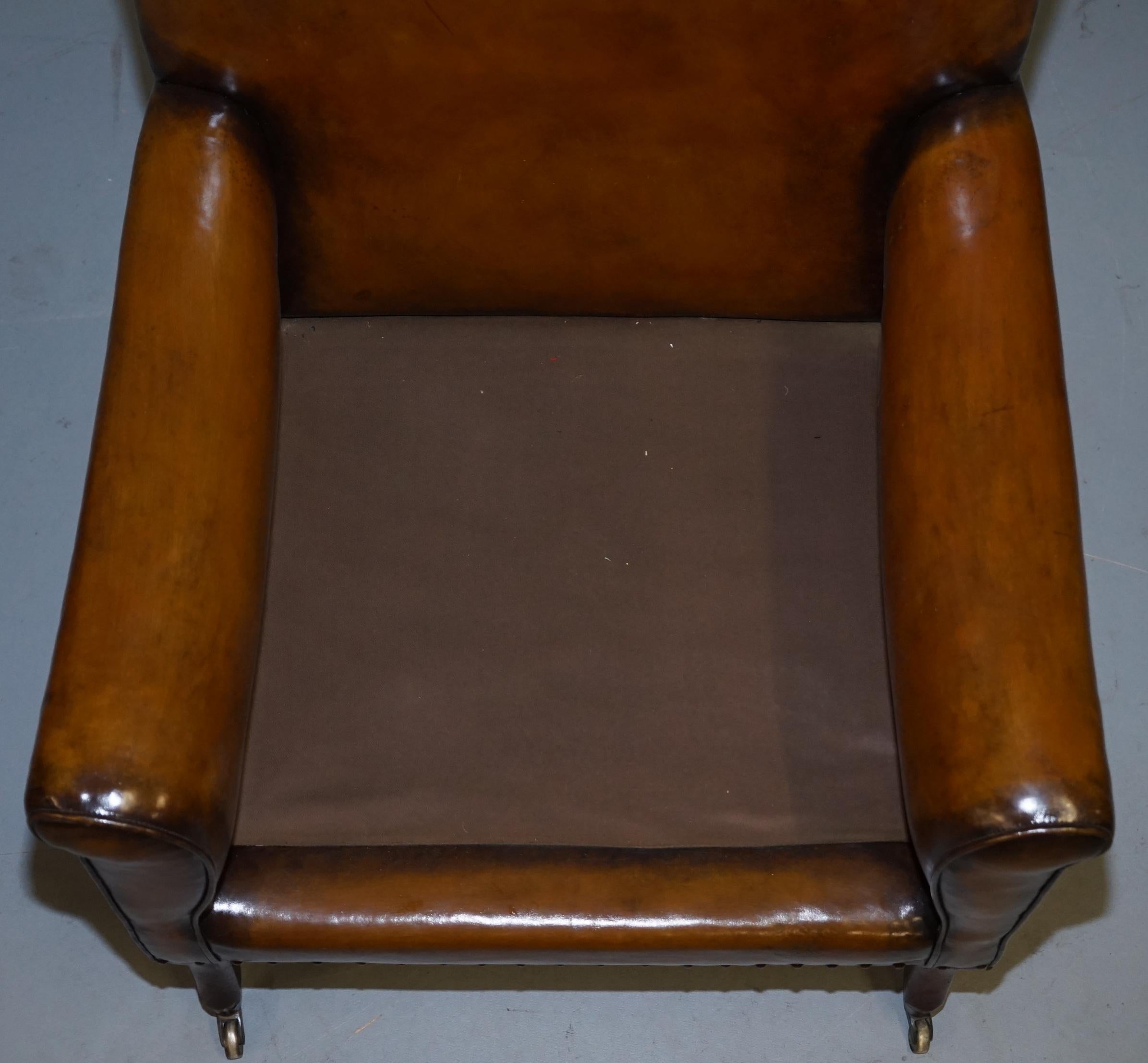 Original Regency circa 1810 Hand Dyed Brown Leather Gentleman's Club Armchair 5
