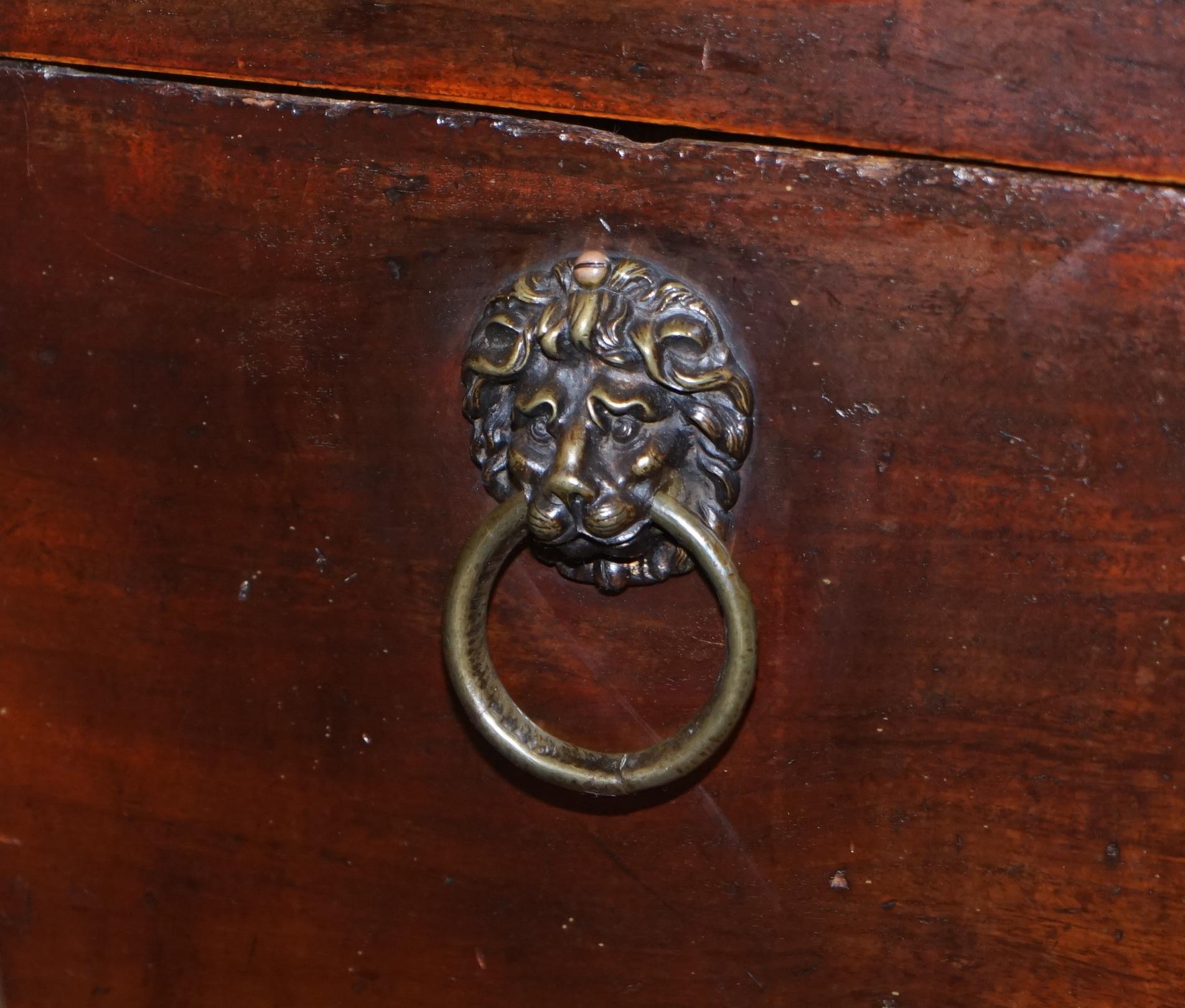 Original Regency circa 1815 Hardwood Wine Cooler Lion Brass Handles Paw Feet For Sale 5