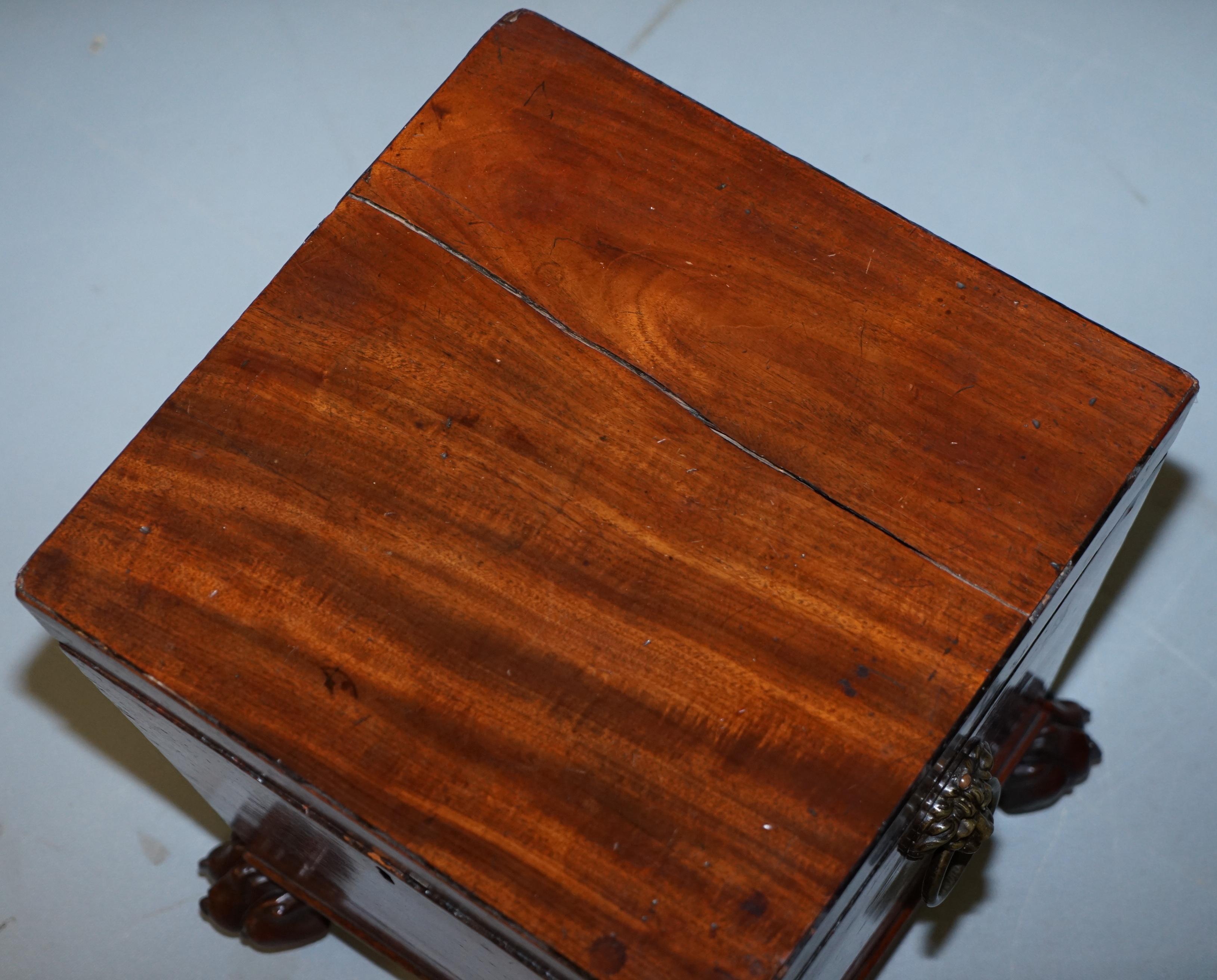 Original Regencia circa 1815 Enfriador de vino de madera dura León Asas de latón Pies de pata en venta 1