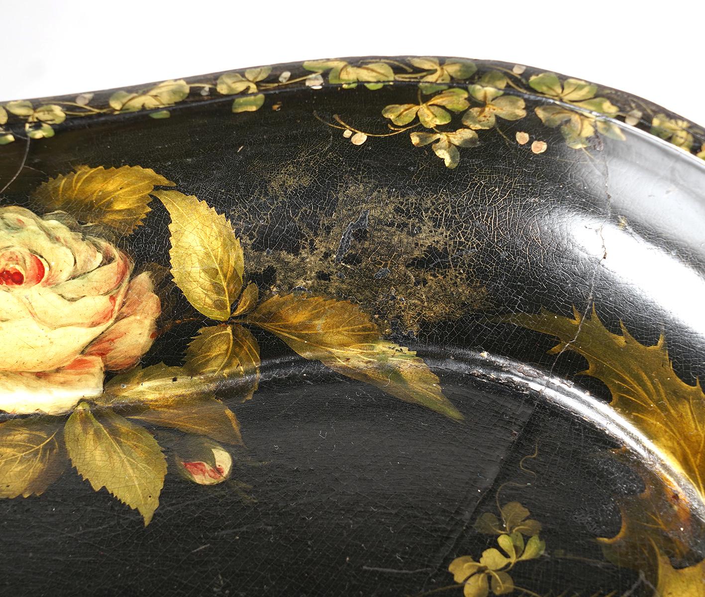 Original Regency Decorated Papier Mâché Tray on Stand by Clay, London circa 1820 1