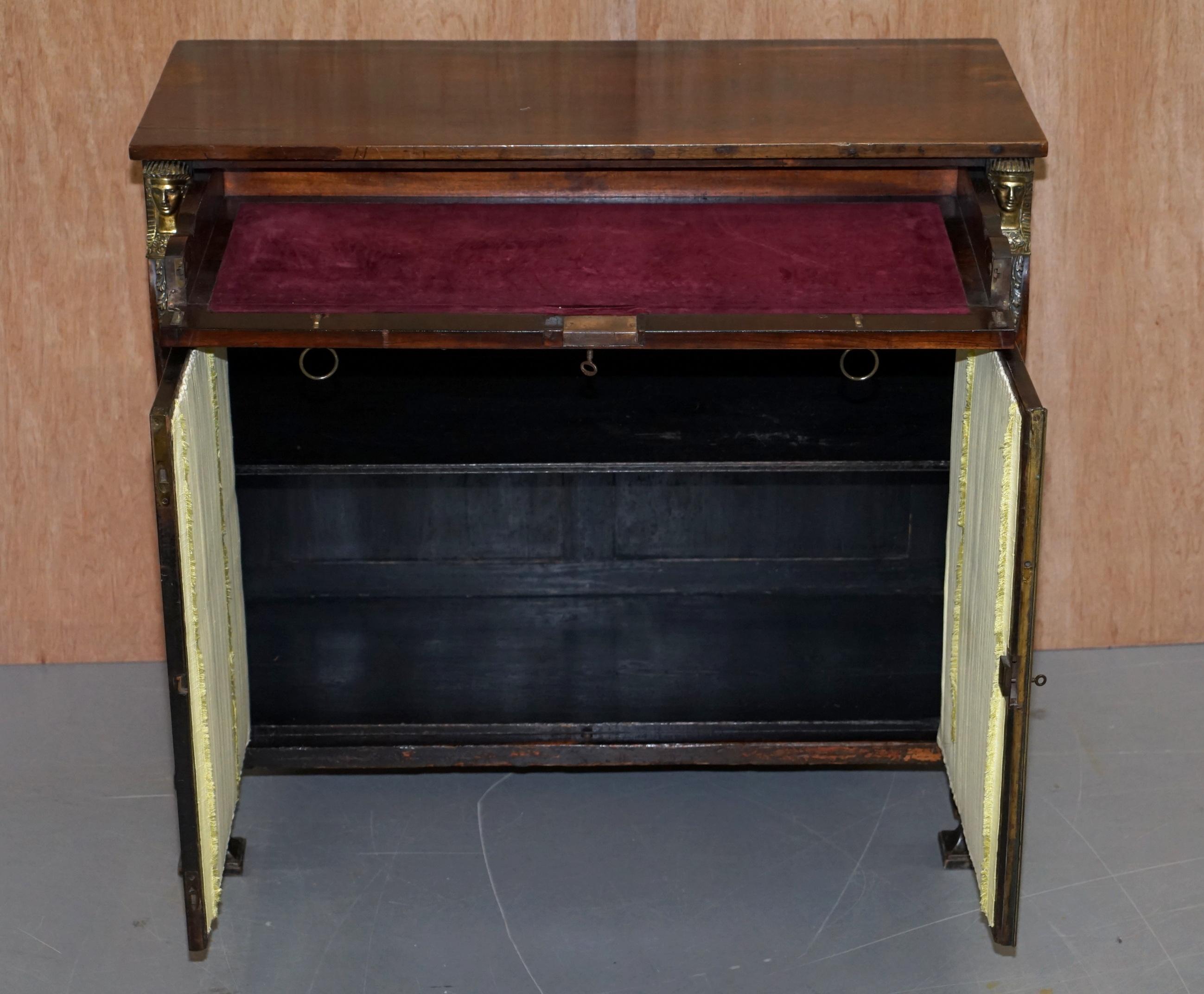 Original Regency Hardwood Egyptian Revival Ormolu-Mounted Sideboard Cupboard 9