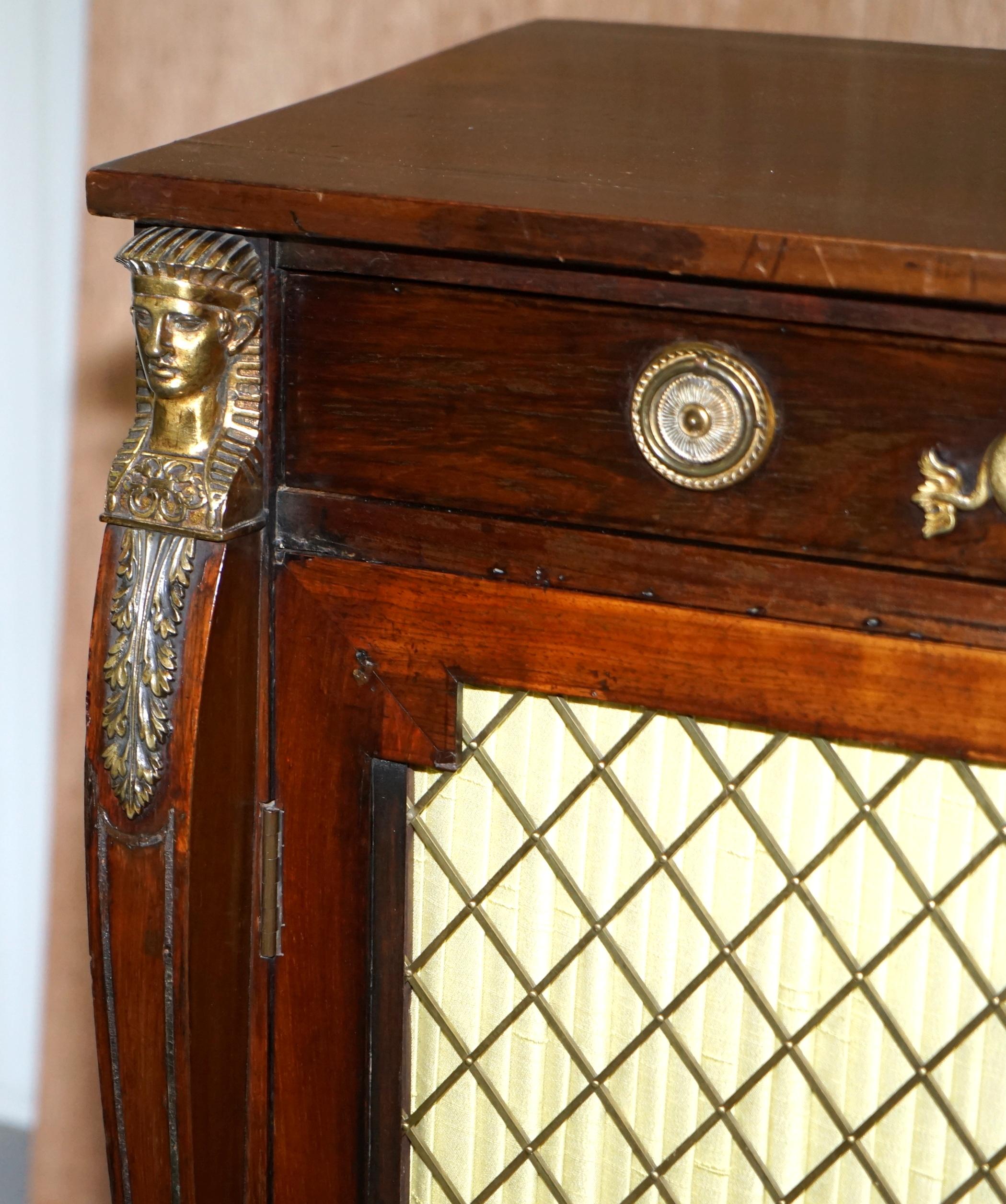 Hand-Crafted Original Regency Hardwood Egyptian Revival Ormolu-Mounted Sideboard Cupboard
