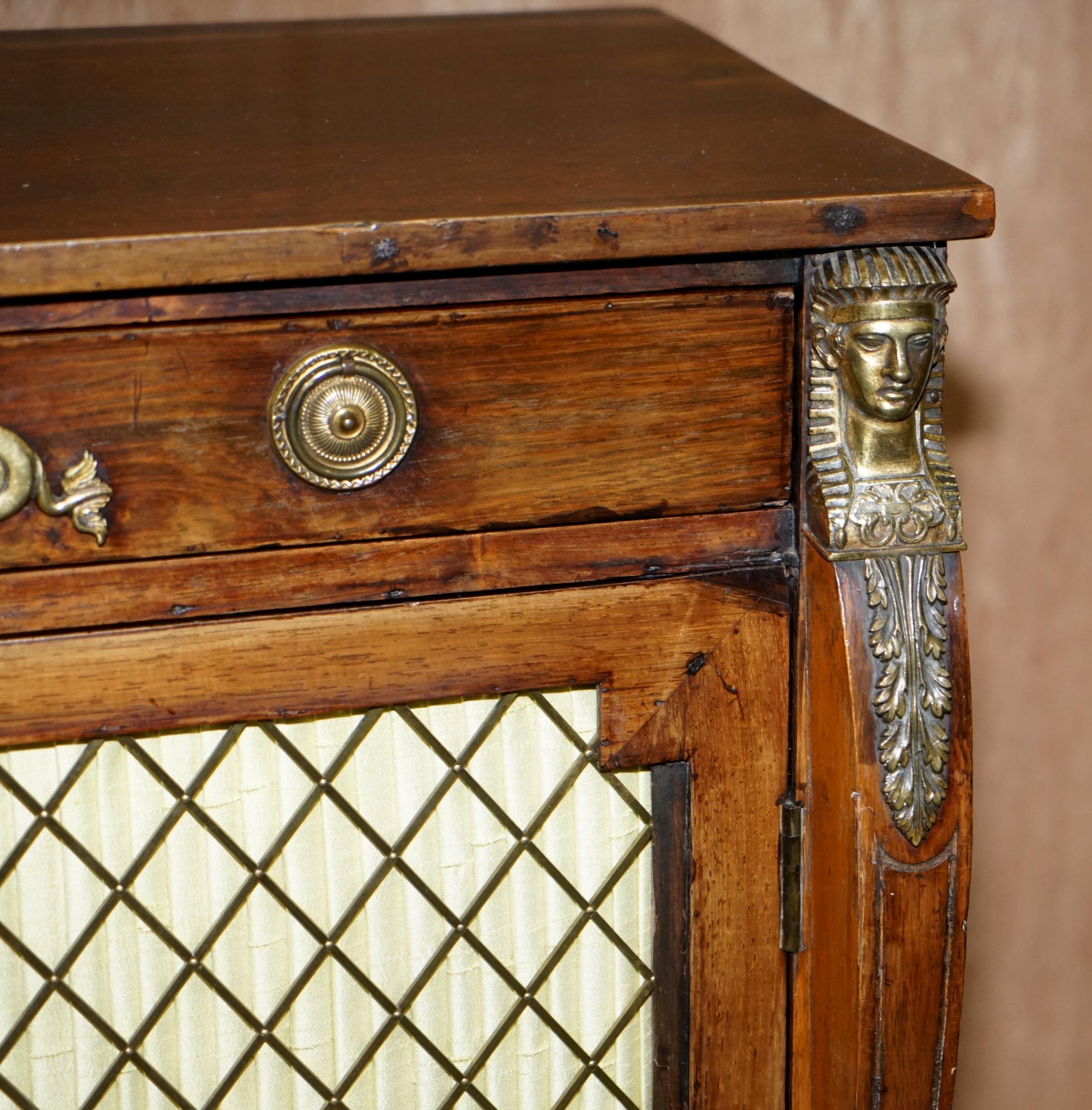 Original Regency Hardwood Egyptian Revival Ormolu-Mounted Sideboard Cupboard 1