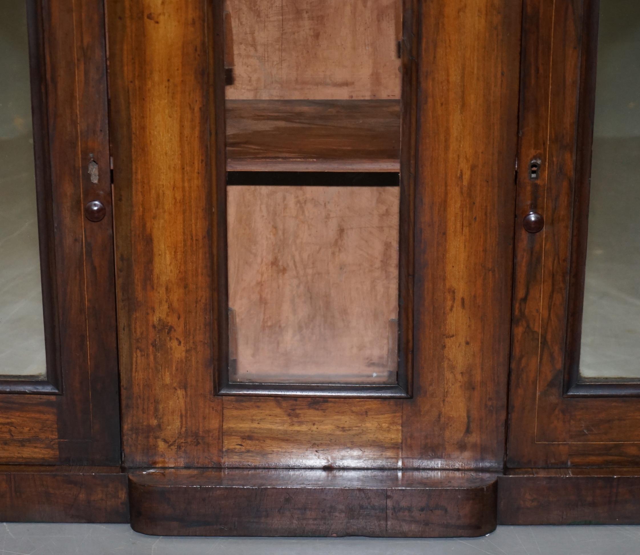 Original Regency Walnut and Marble Credenza Sideboard Cupboard Mirrored Doors For Sale 5