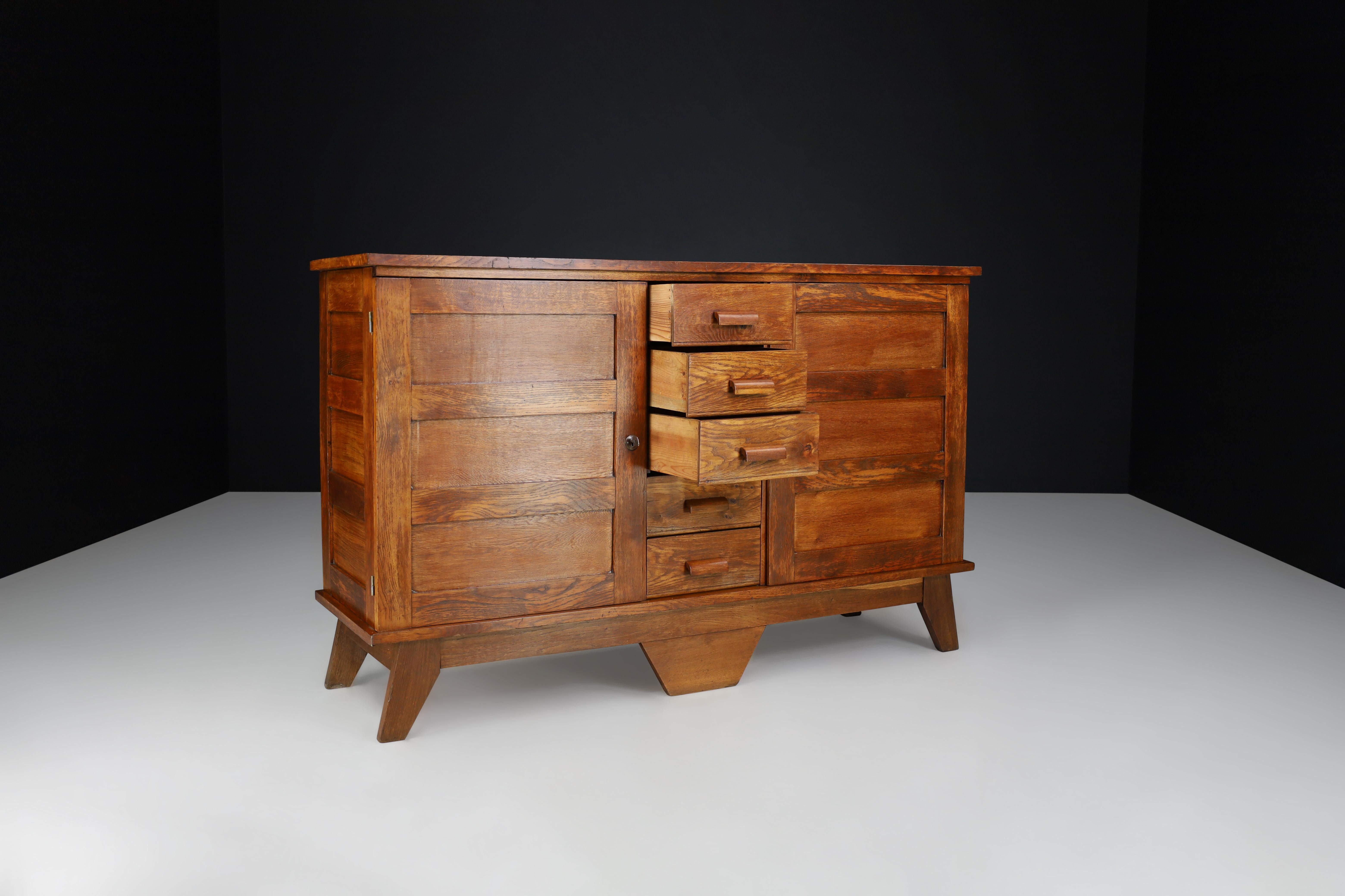 Original René Gabriel Patinated Oak Sideboard, France, 1940s For Sale ...
