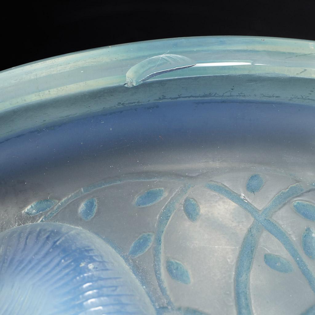 Original Rene Lalique 'Ceylan' Blue Opalescent Glass Vase Circa 1930 6