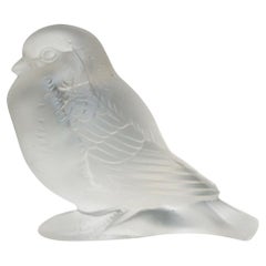 Original Rene Lalique 'Moineau Fier' Glass Paperweight
