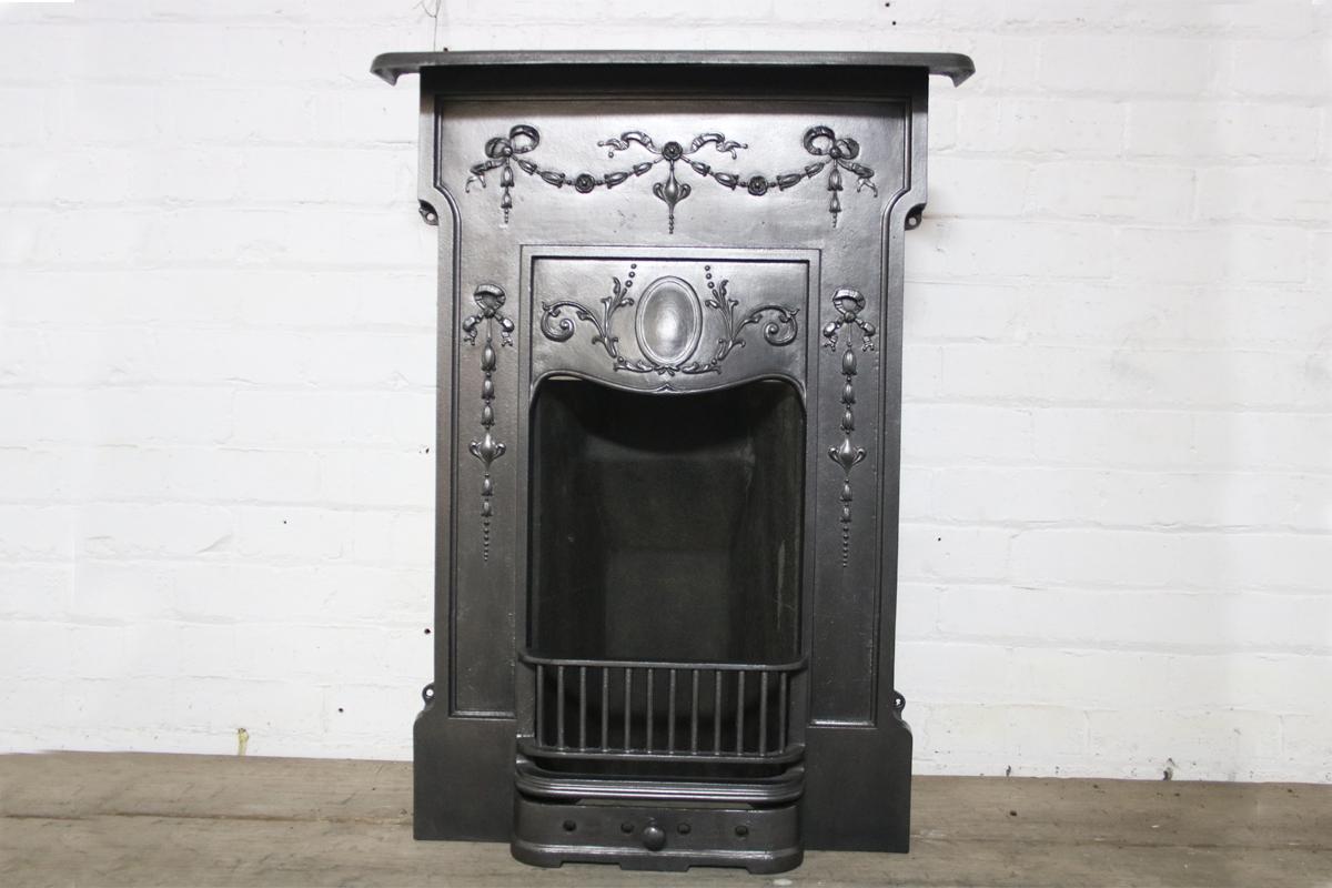 Iron Original Restored Antique Classical Edwardian Bedroom Fireplace