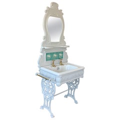 Original Restored Edwardian Cast Iron Wash Stand