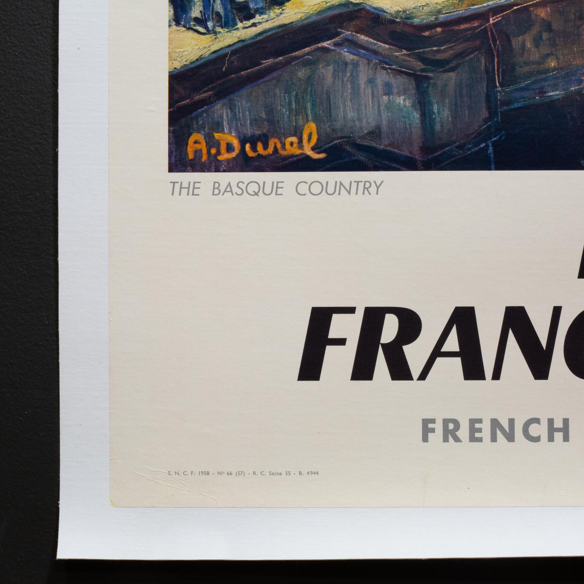 Restauriertes französisches Reiseplakat, Das Baskenland, um 1964 (Französisch) im Angebot