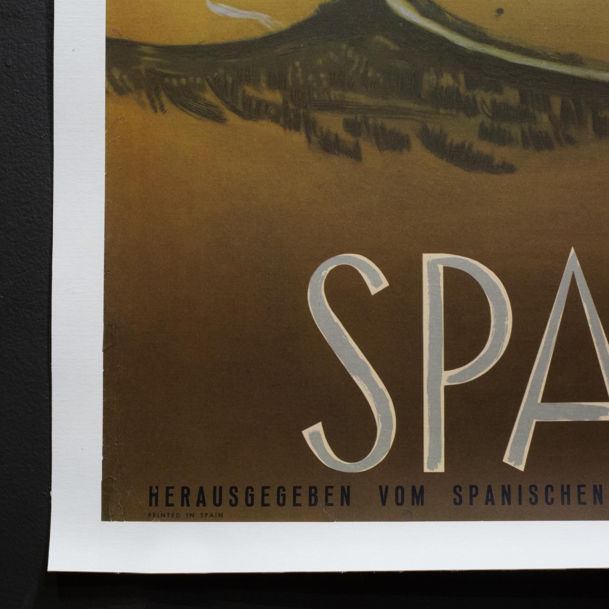 Restauriertes deutsches Reiseplakat für Spanien von Delpy, um 1945 (Spanisch) im Angebot