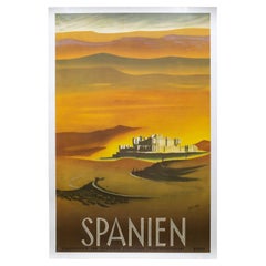 Cartel de viaje alemán original restaurado para España de Delpy c.1945