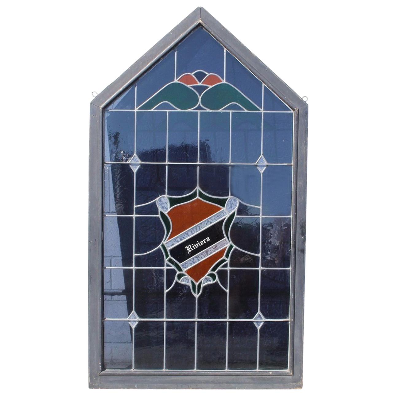 Original Riviera Country Club Stained Glass Window For Sale