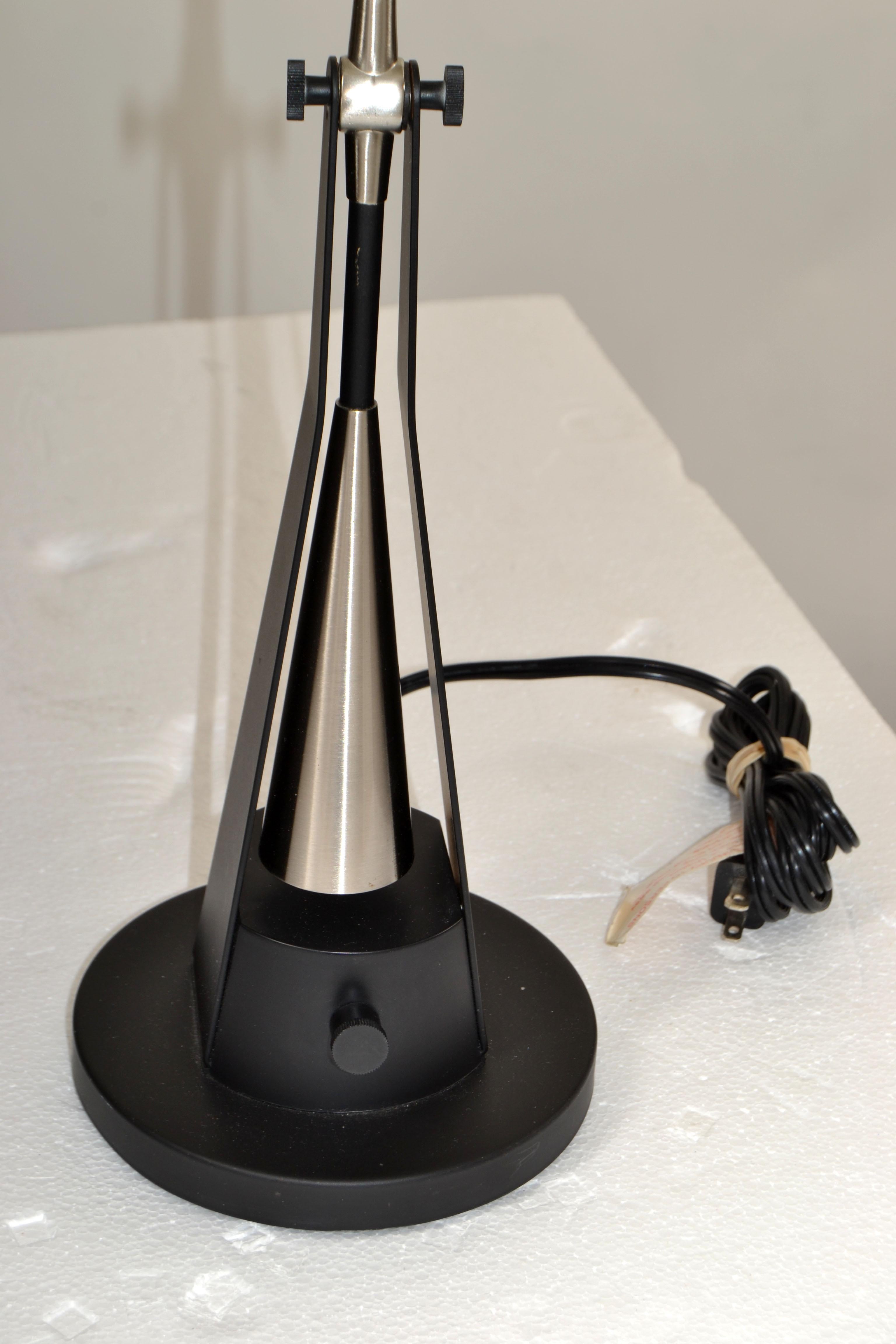 Original Robert Sonneman Postmodern Libra Desk Lamp Black Steel Satin Nickel 06 For Sale 5