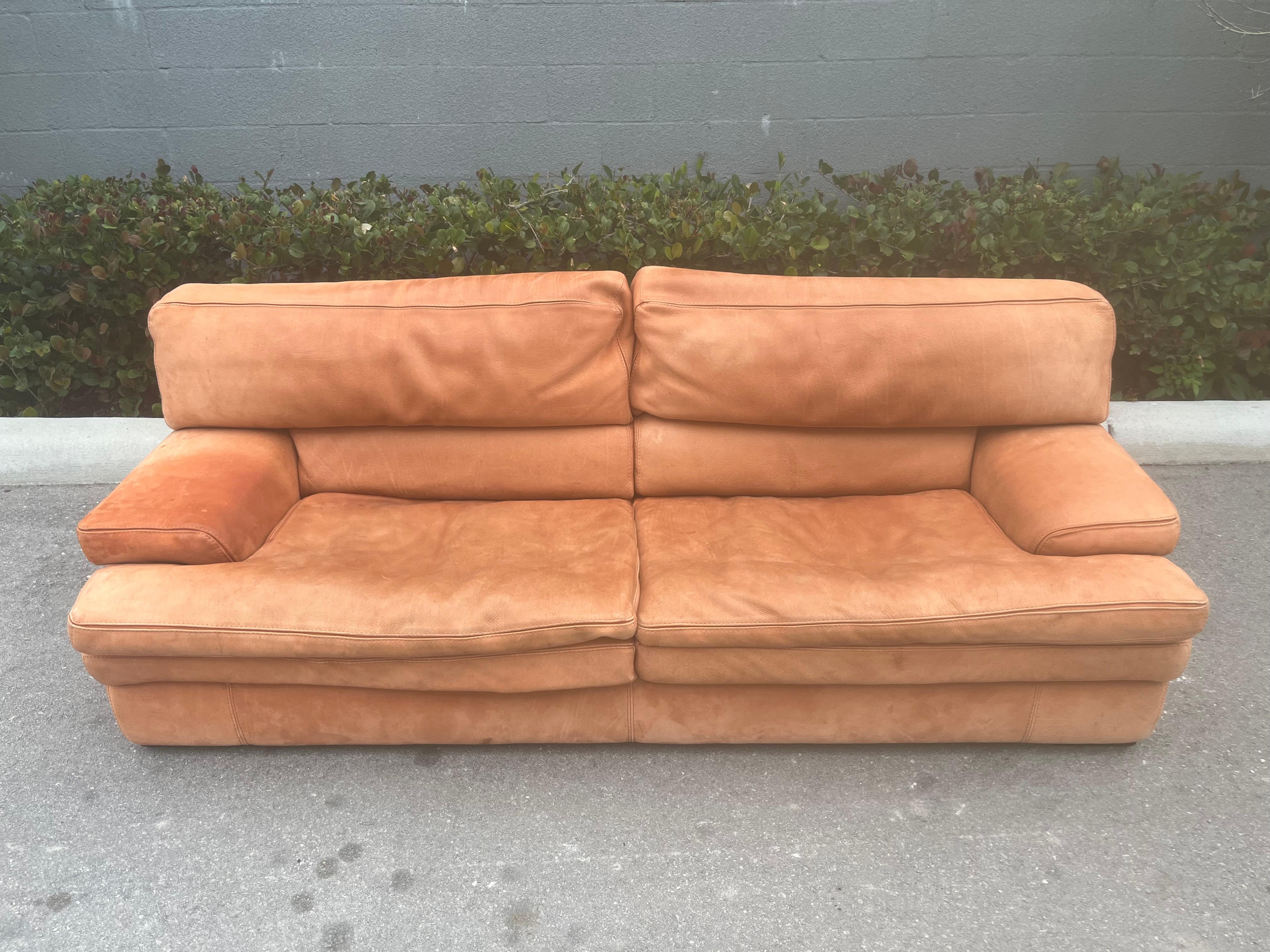 Modern Original Roche Bobois Leather Sofa For Sale