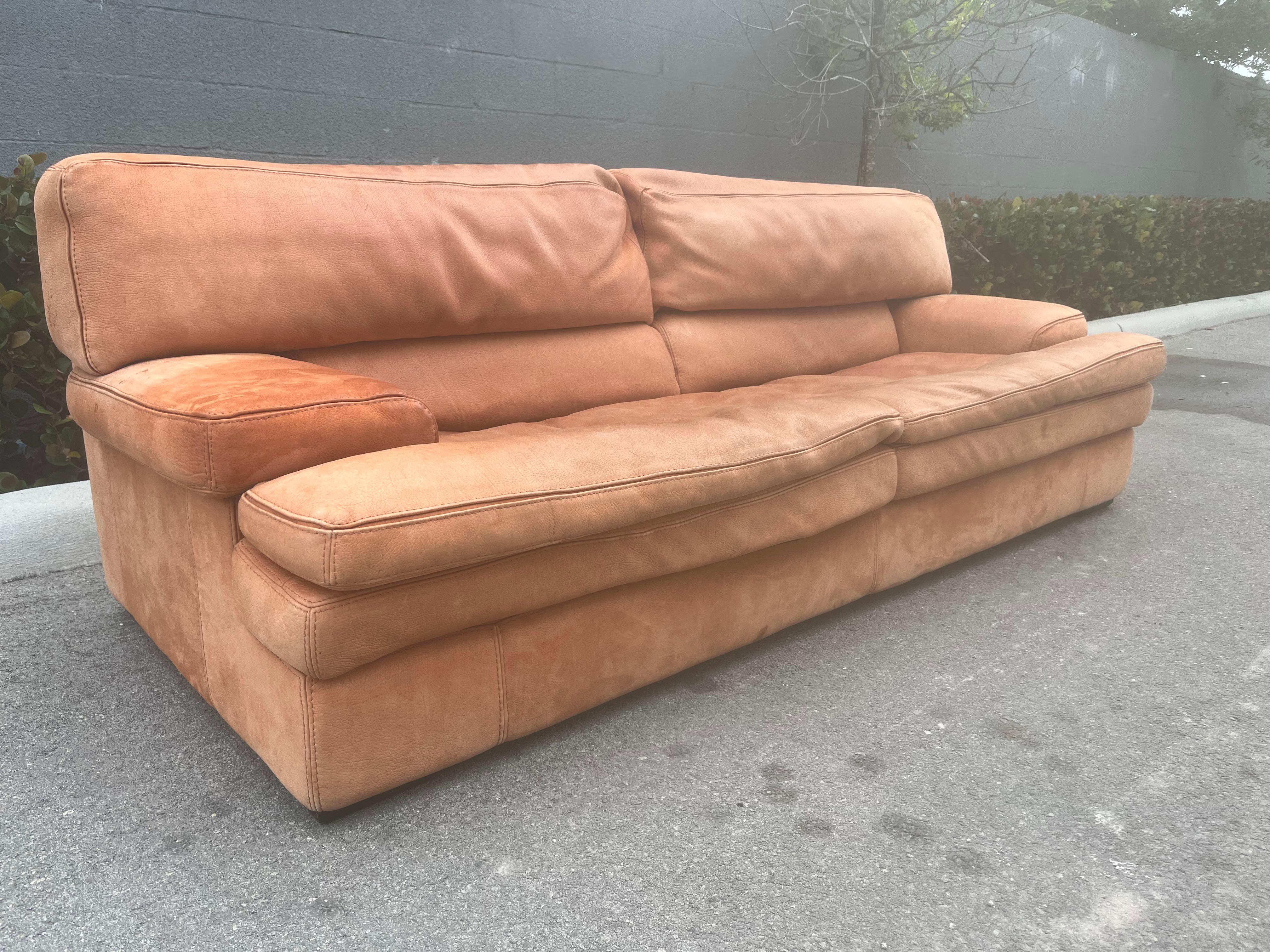 French Original Roche Bobois Leather Sofa For Sale