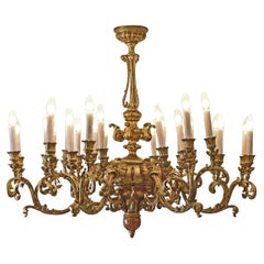 Lustre Rococo/Barock d'origine, bois de citronnier, 24 flammes, parfaitement rénové
