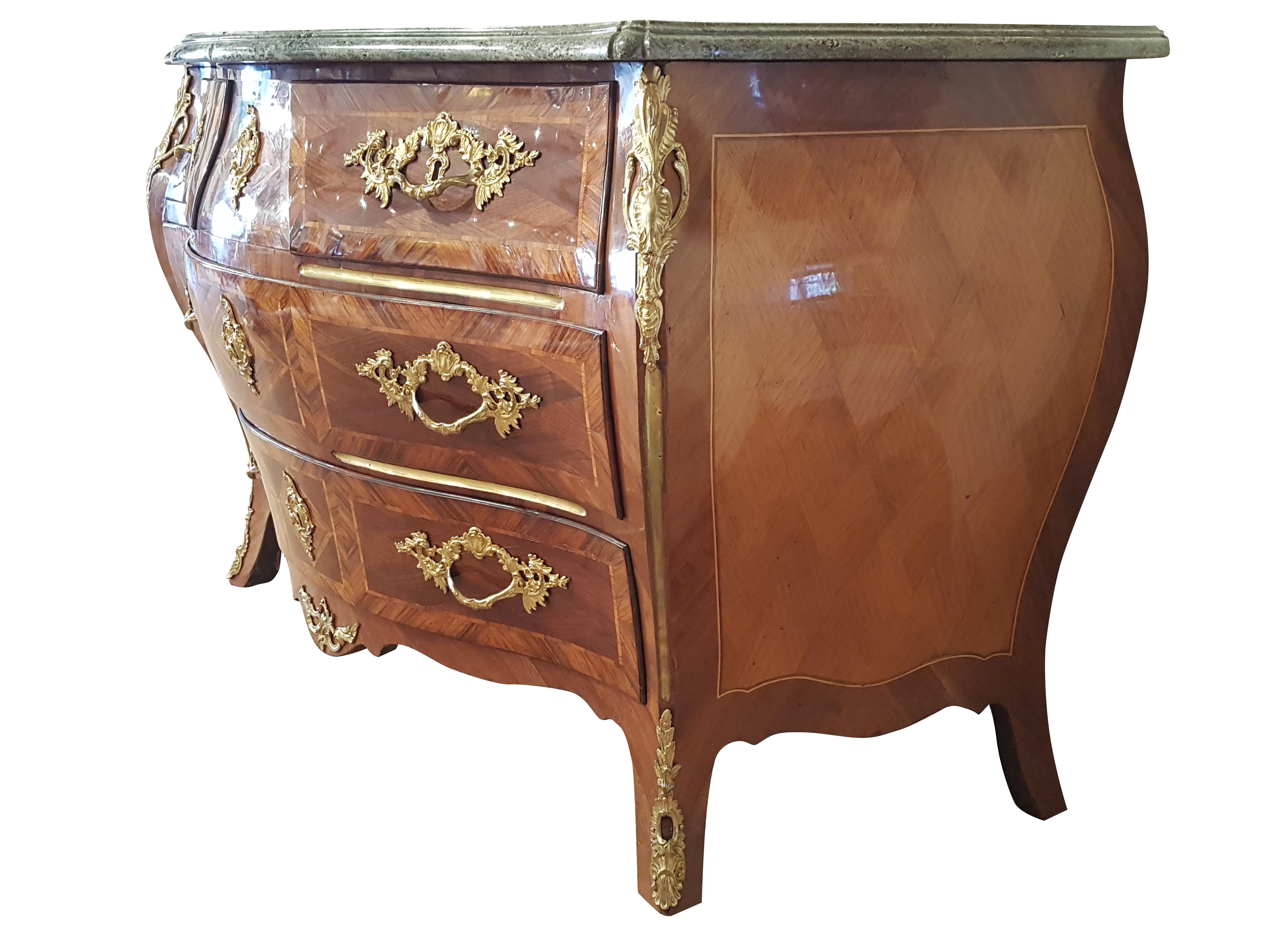 Swedish Original Rococo Commode with Marble Top For Sale
