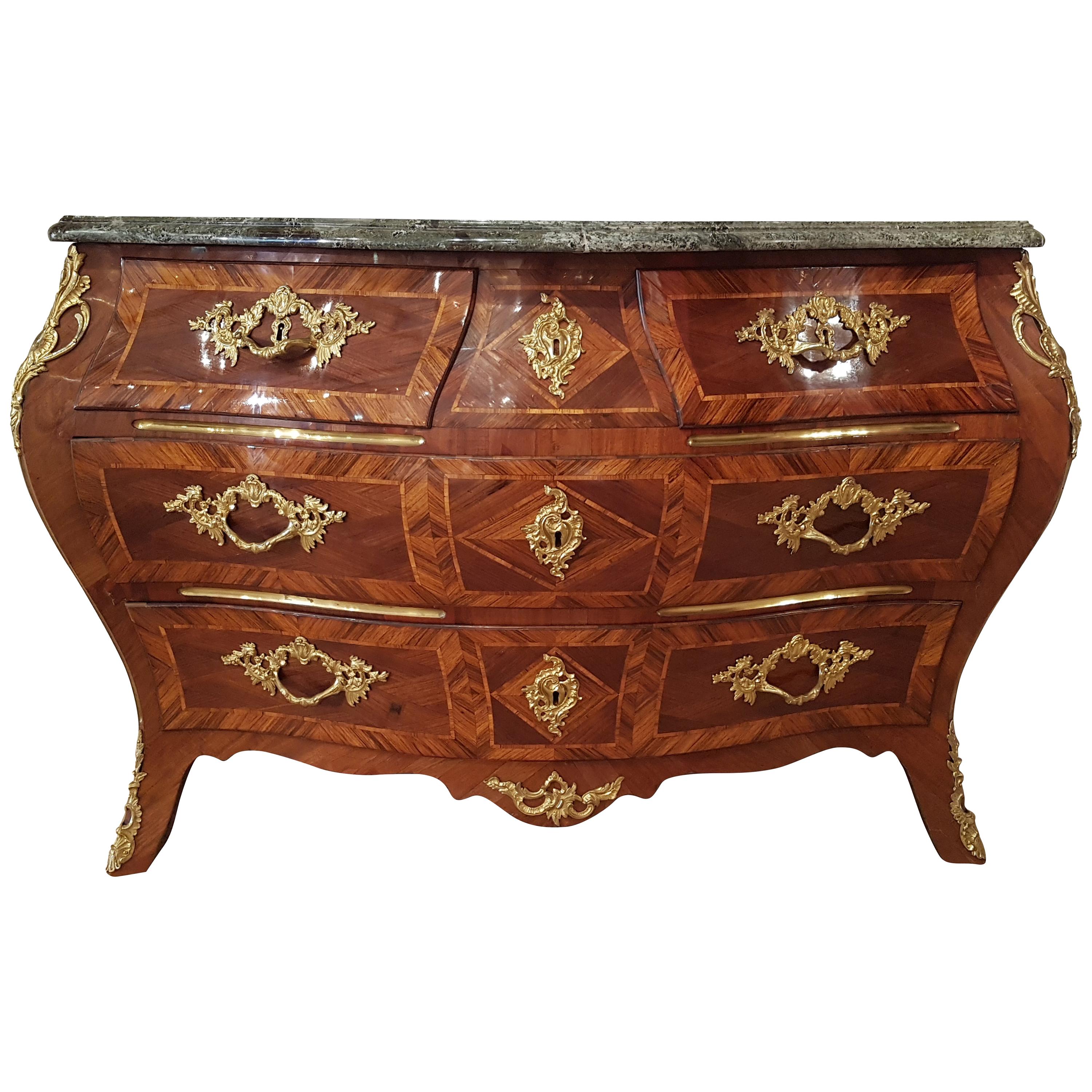 Original Rococo Commode with Marble Top For Sale