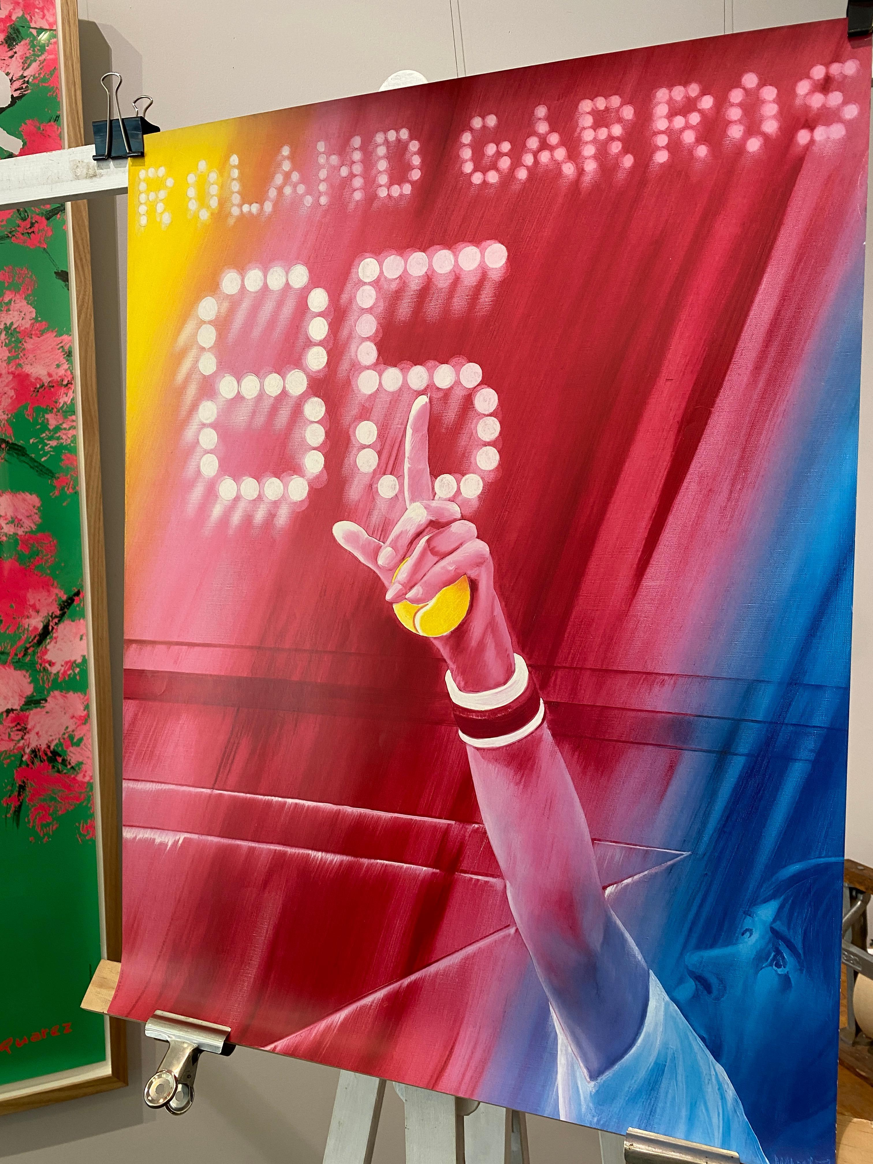 Original 'ROLAND GARROS' 1985 Tennis Tournament Poster by Jacques Monory In Good Condition For Sale In Melbourne, Victoria