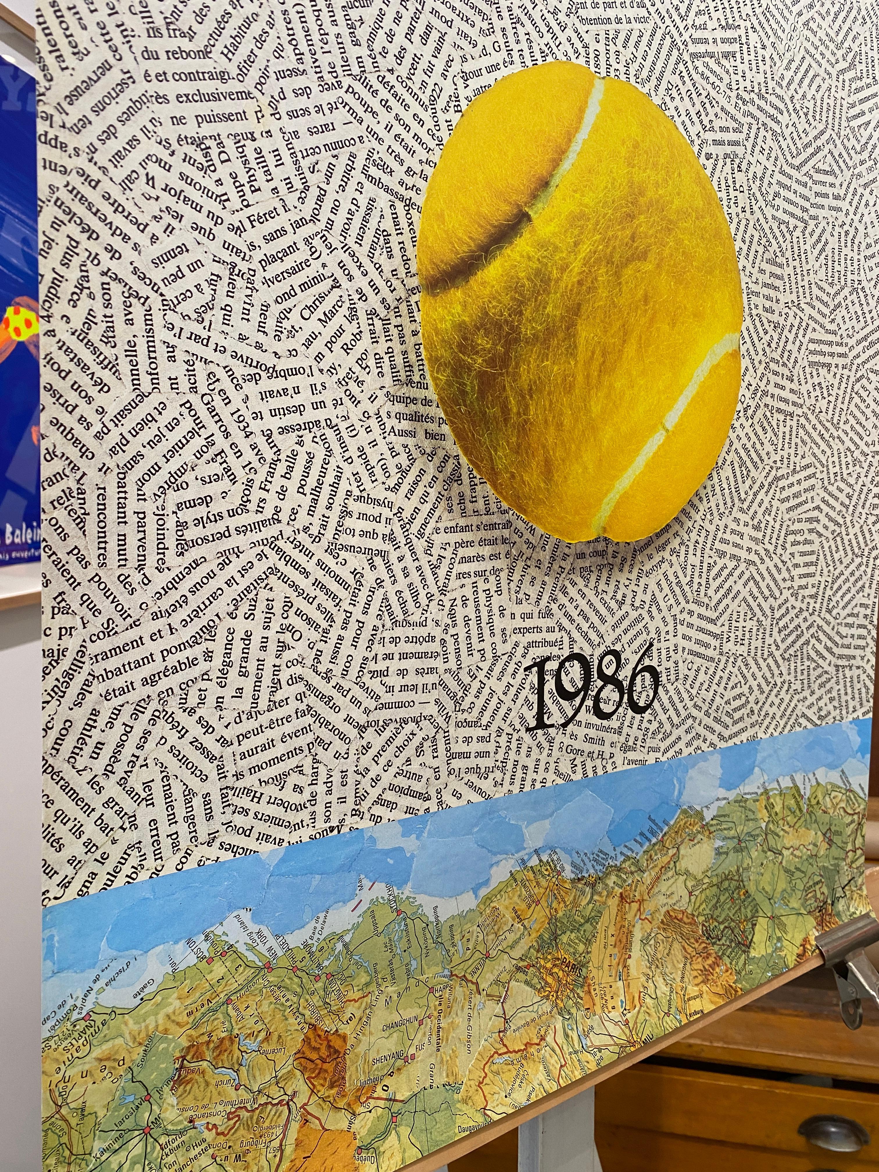 Original 'ROLAND GARROS' 1986 Tennis Tournament Poster by Jiri Kolar In Good Condition For Sale In Melbourne, Victoria