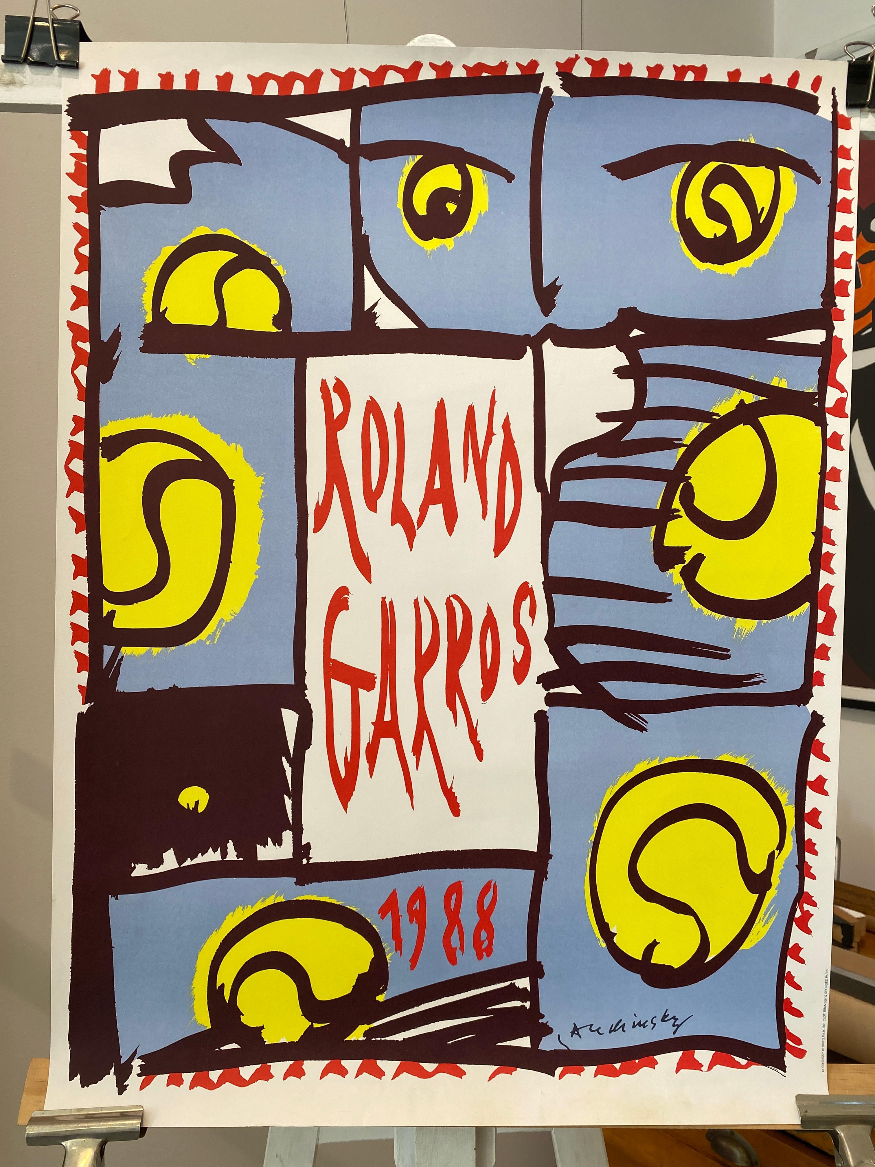 Original 'ROLAND GARROS' 1988 Tennis Tournament Poster by  Pierre Alechinsky For Sale 5