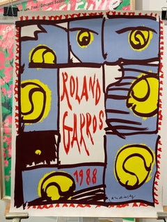 Original 'ROLAND GARROS' 1988 Tennis Tournament Poster by  Pierre Alechinsky