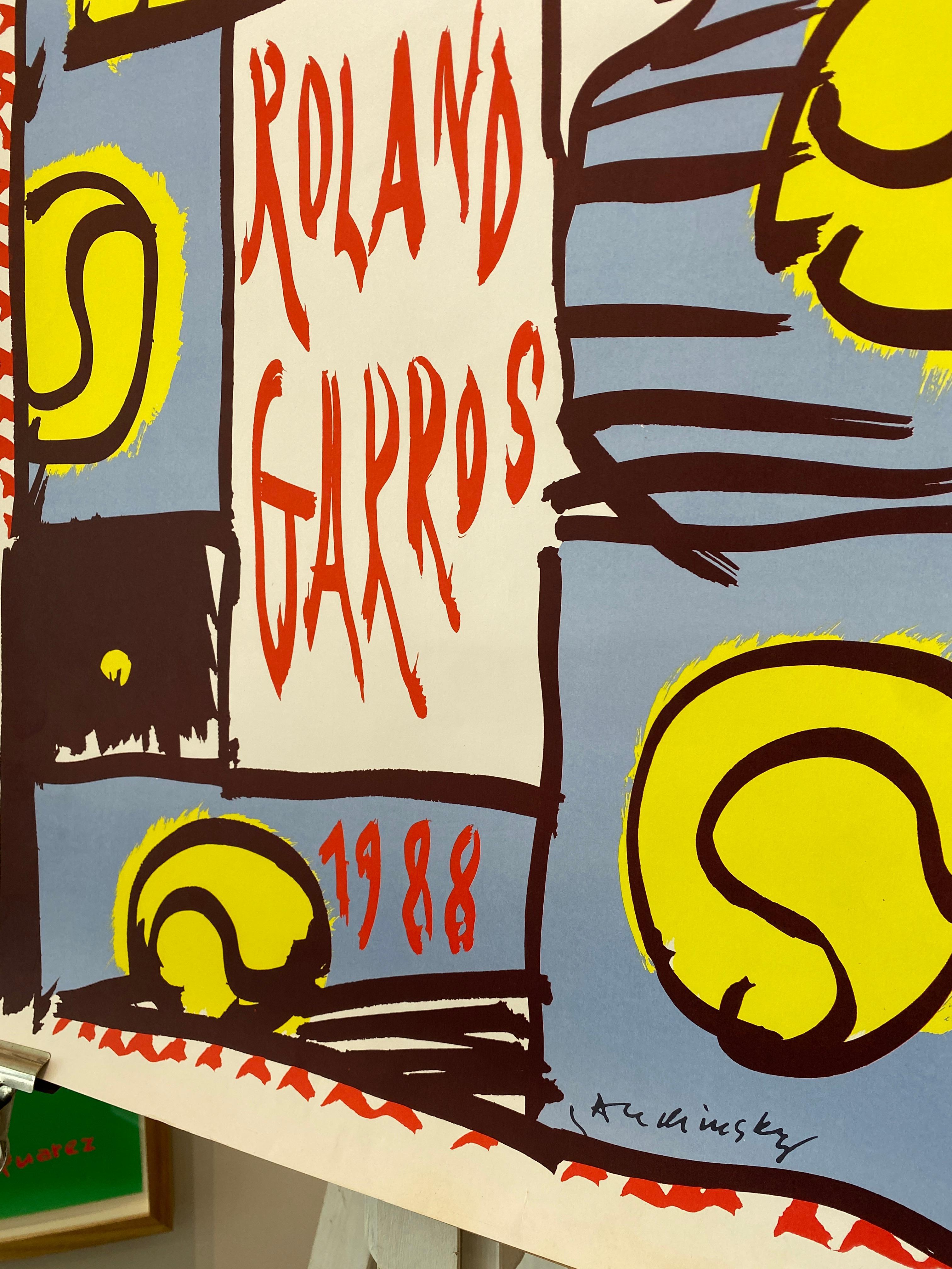 Paper Original 'ROLAND GARROS' 1988 Tennis Tournament Poster by  Pierre Alechinsky For Sale