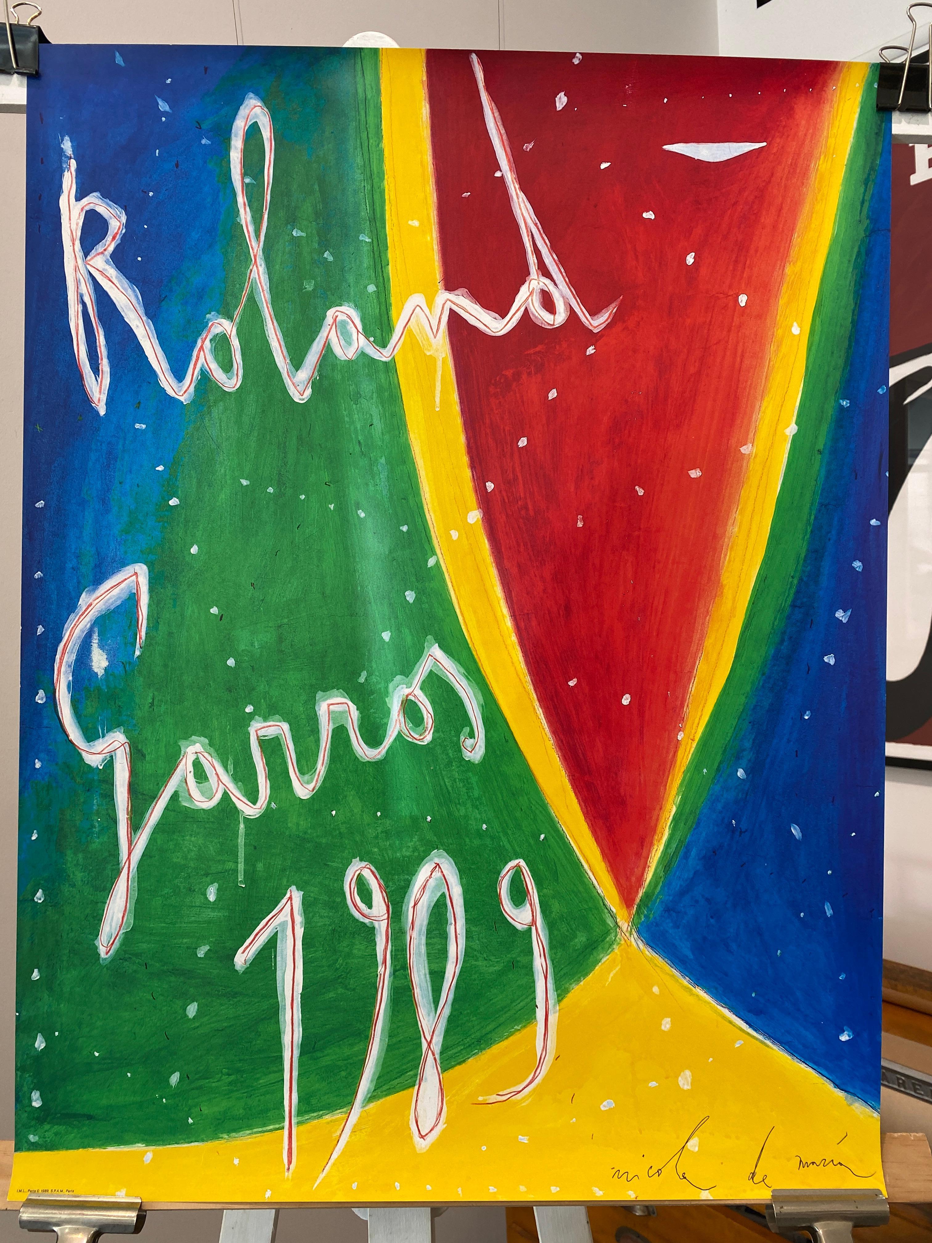 Modern Original 'ROLAND GARROS' 1989 Tennis Tournament Poster by Nicola De Maria For Sale