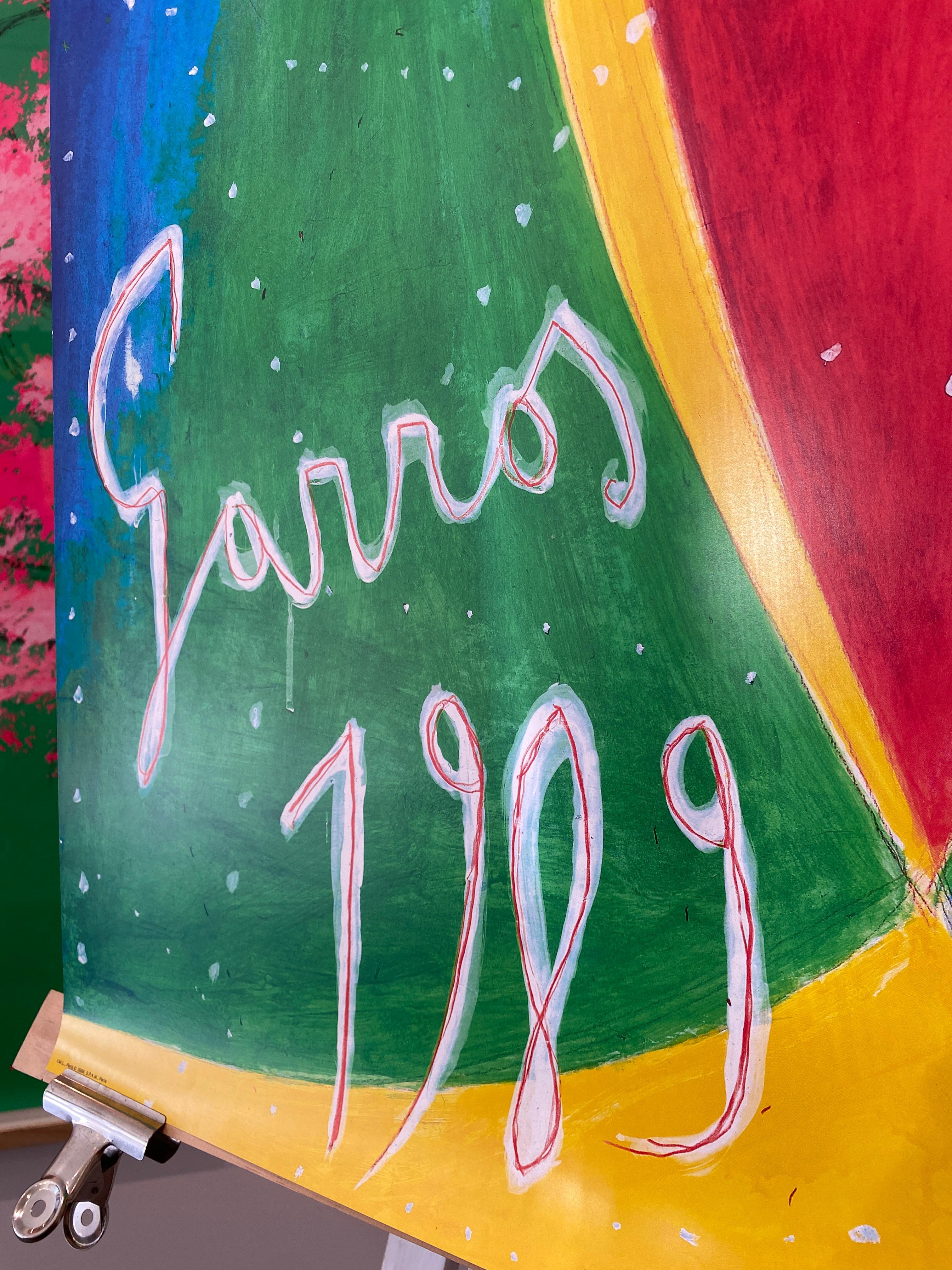 Paper Original 'ROLAND GARROS' 1989 Tennis Tournament Poster by Nicola De Maria For Sale