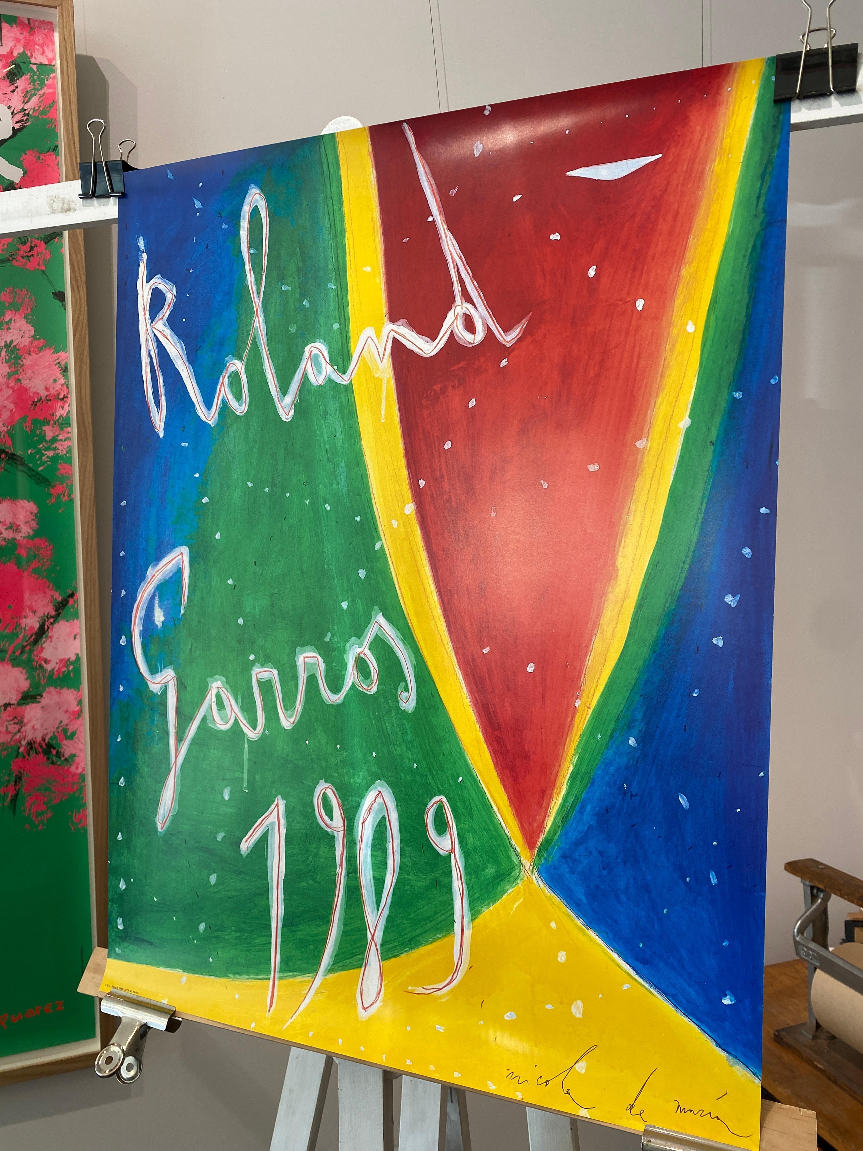 Original 'ROLAND GARROS' 1989 Tennis Tournament Poster by Nicola De Maria For Sale 2