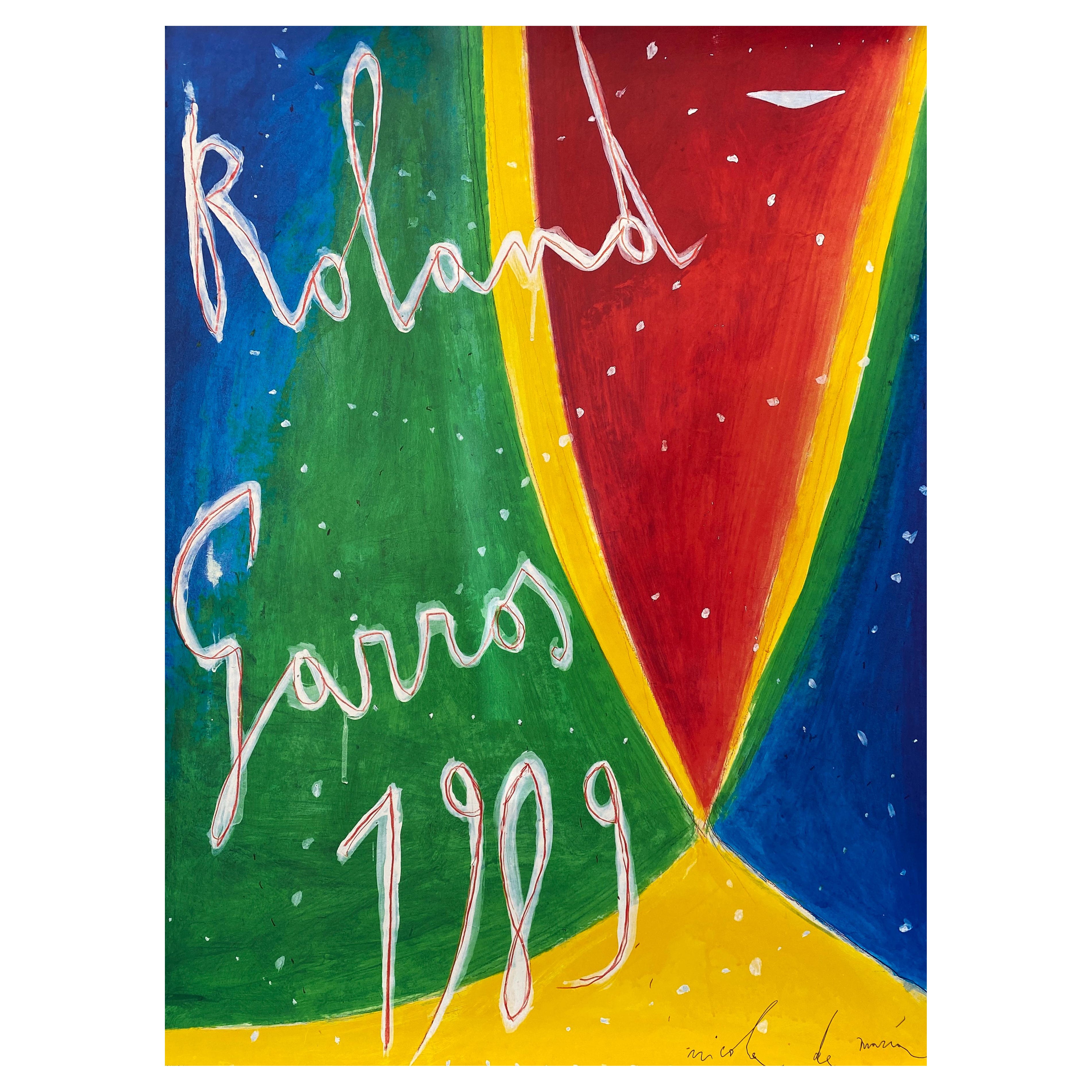 Affiche originale du tournoi de tennis "ROLAND GARROS" 1989 par Nicola De Maria