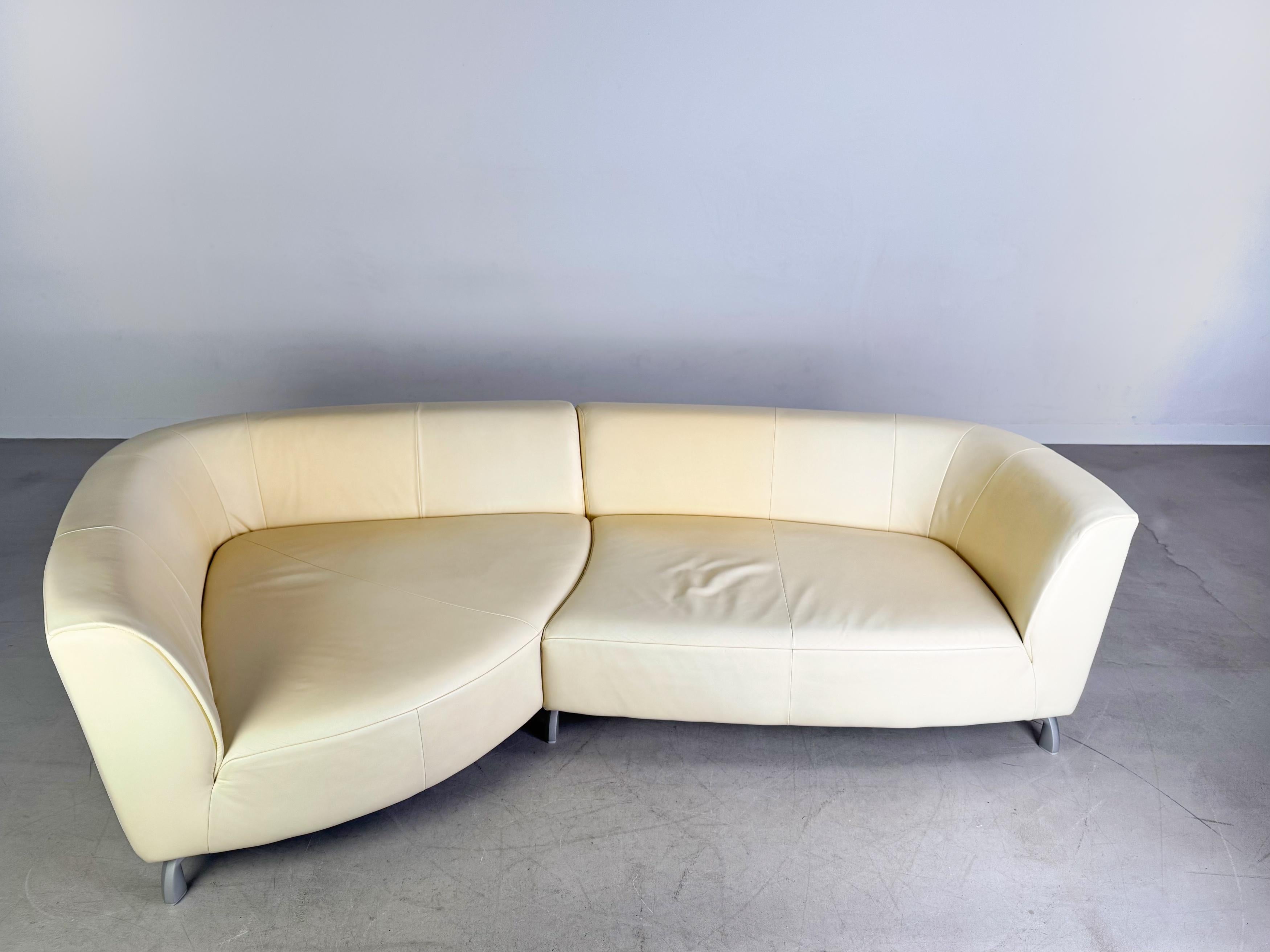 Allemand Rolf Benz Ecksofa Couch Onda Leder hell Design canapé original en vente