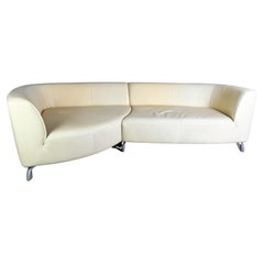Original Rolf Benz Ecksofa Couch Onda Leder hell Design Sofá