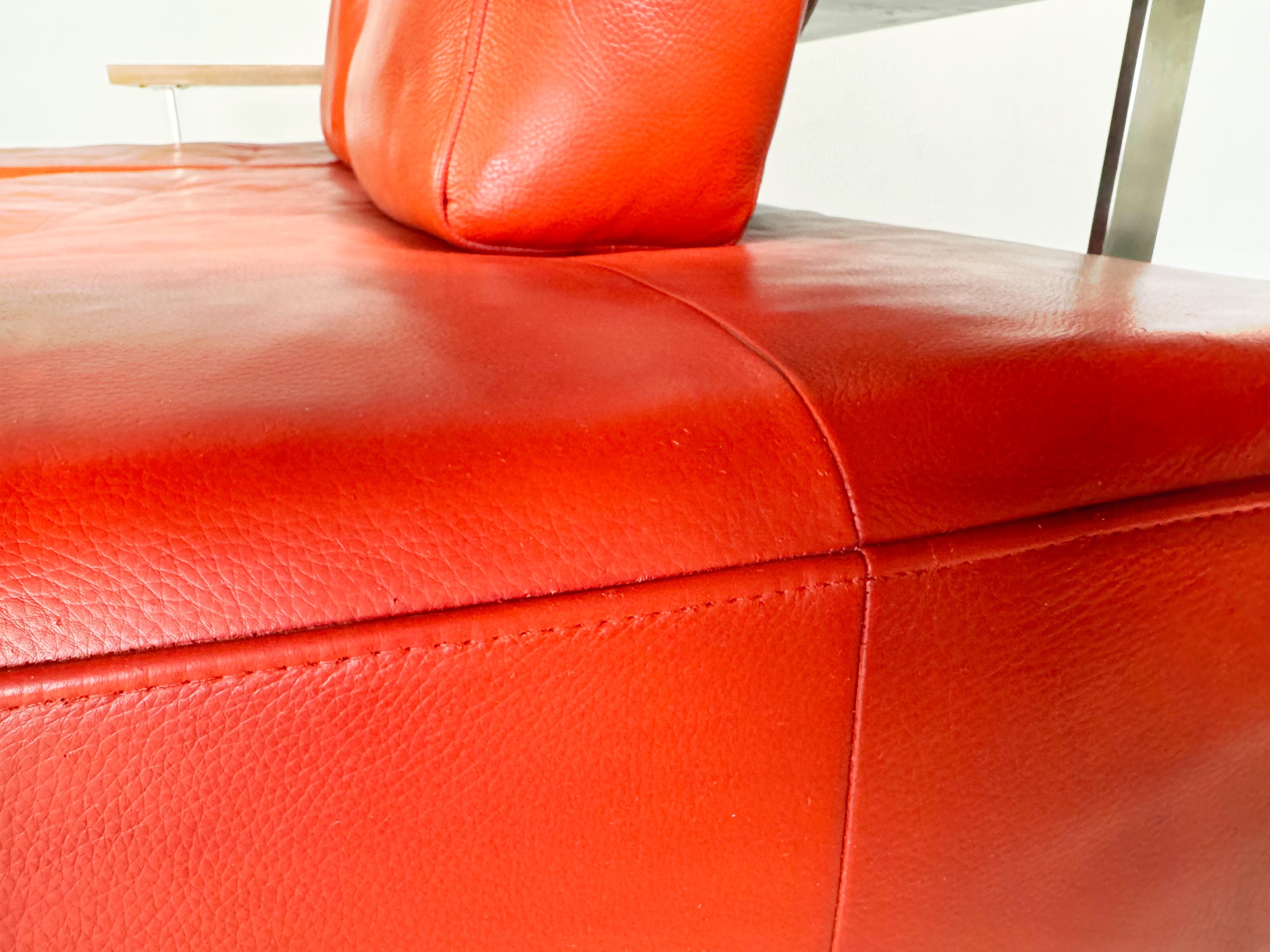 Rolf Benz Ecksofa Dono 6100 Couch Design Sofa Leder rot en vente 3