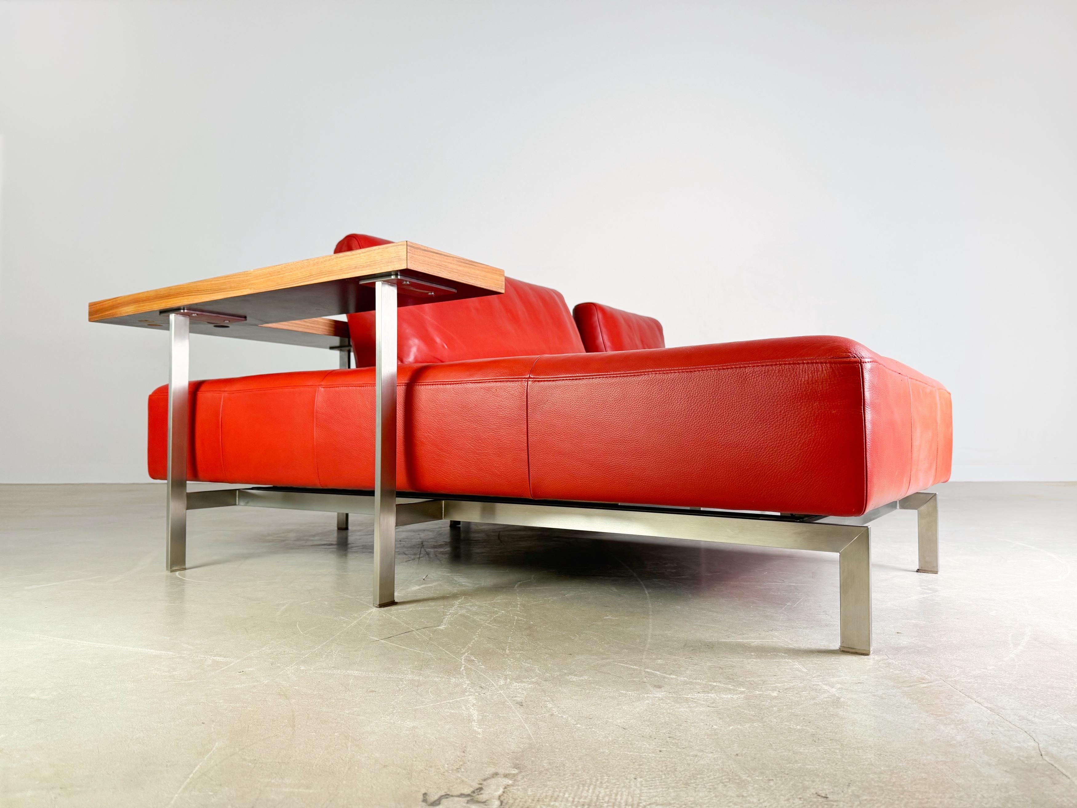 Rolf Benz Ecksofa Dono 6100 Couch Design Sofa Leder rot en vente 5