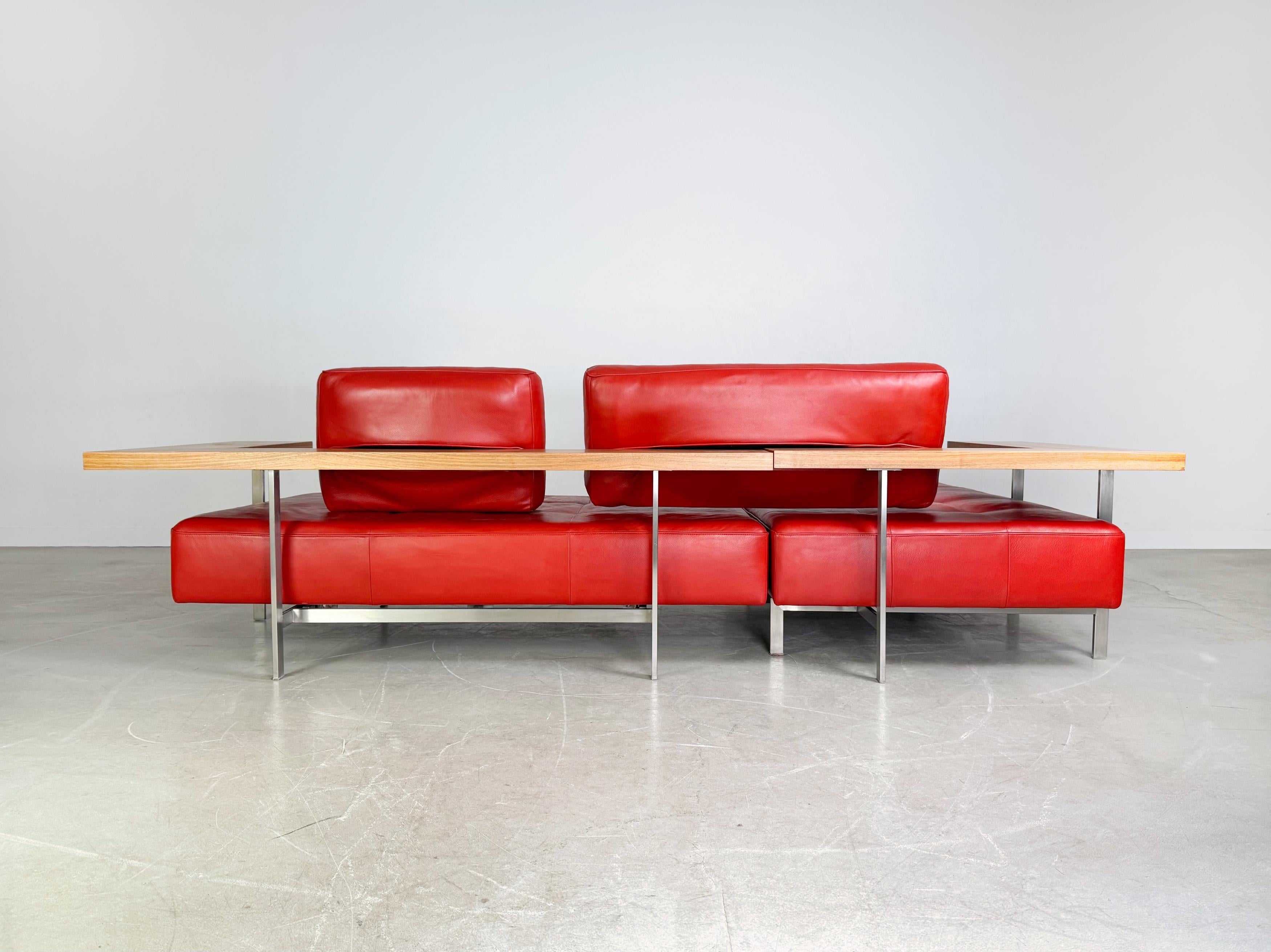 Rolf Benz Ecksofa Dono 6100 Couch Design Sofa Leder rot en vente 6