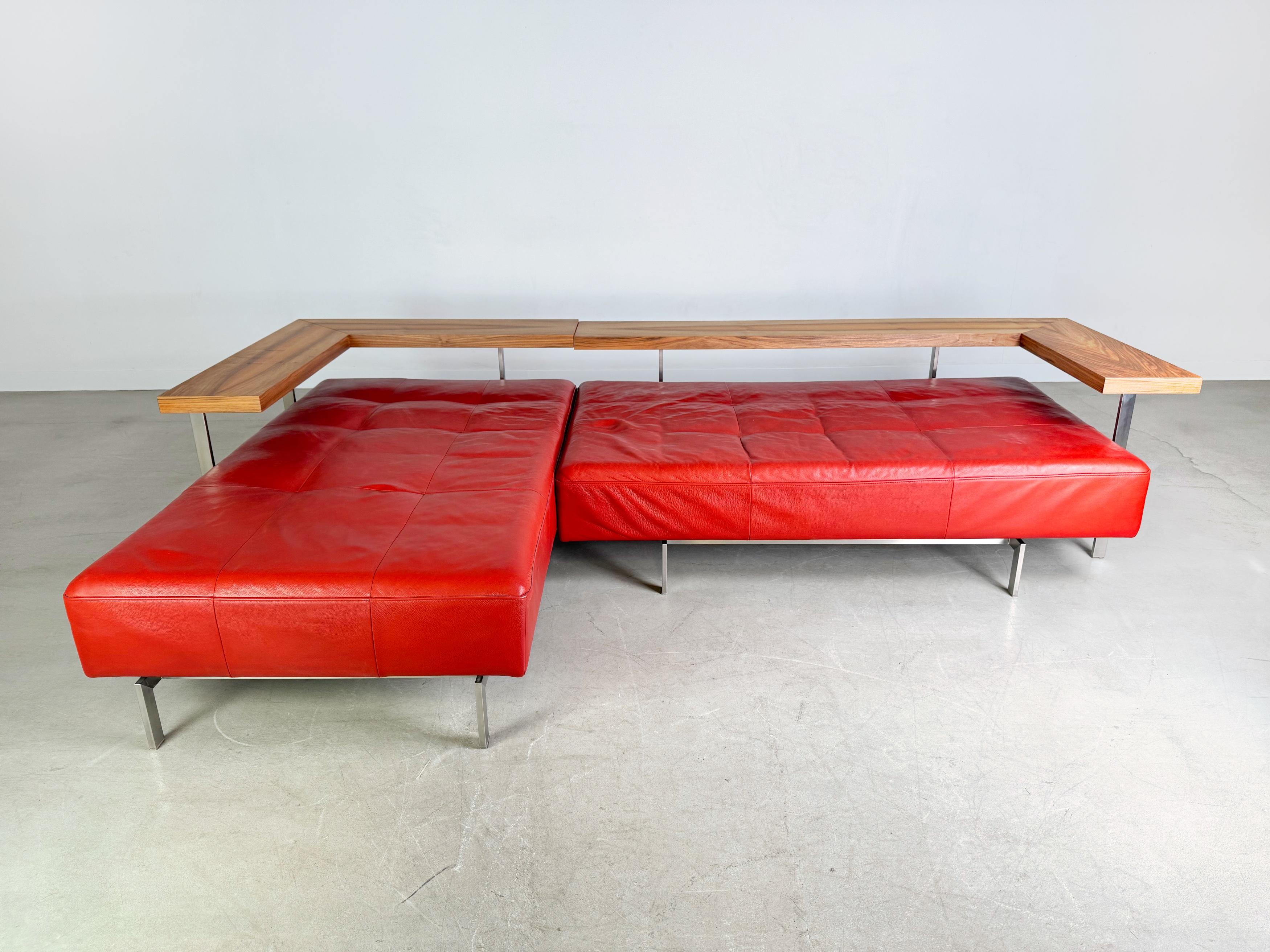 Allemand Rolf Benz Ecksofa Dono 6100 Couch Design Sofa Leder rot en vente