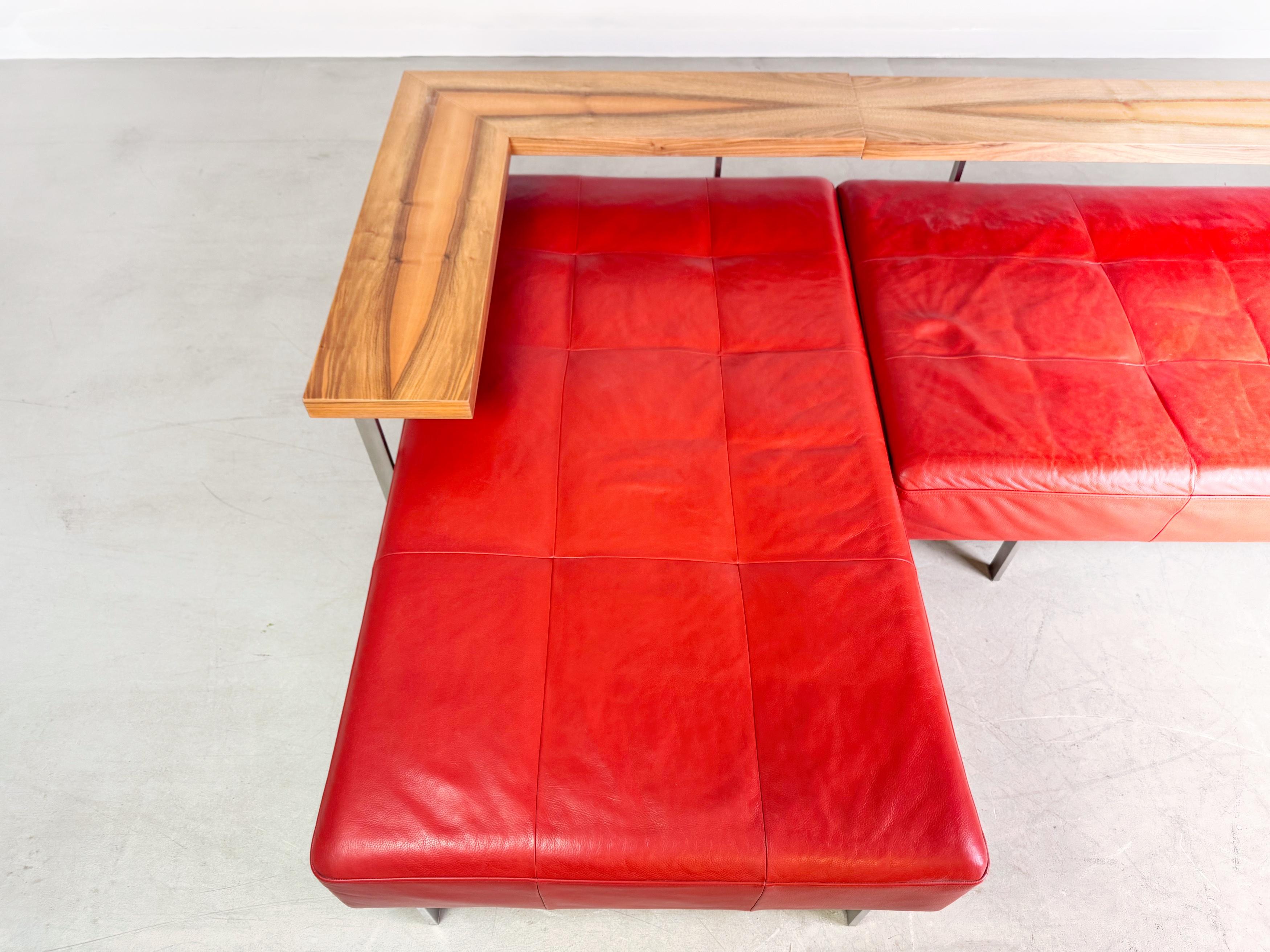 Rolf Benz Ecksofa Dono 6100 Couch Design Sofa Leder rot Bon état - En vente à Berlin, DE