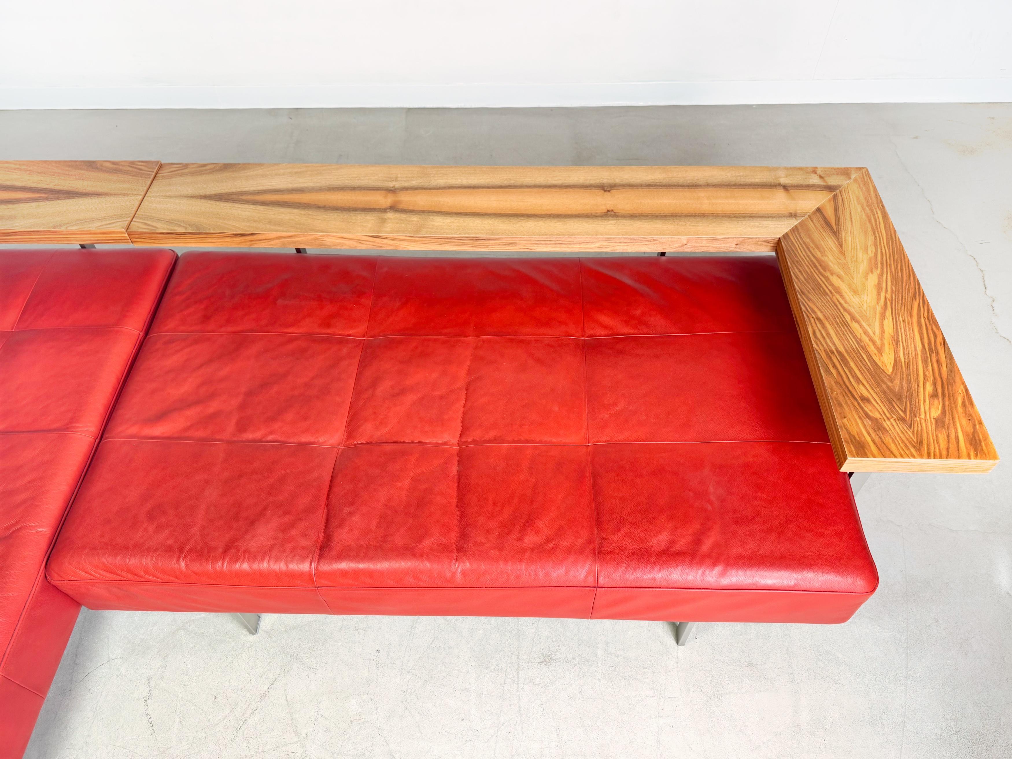 XXIe siècle et contemporain Rolf Benz Ecksofa Dono 6100 Couch Design Sofa Leder rot en vente
