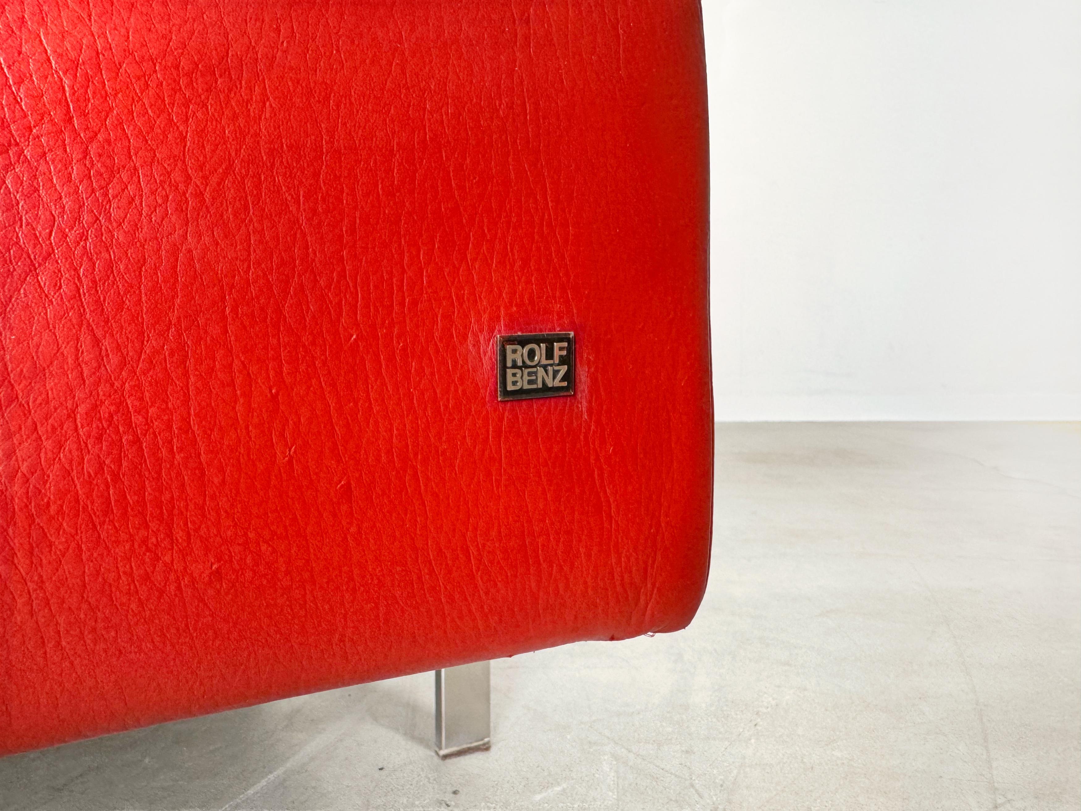 Rolf Benz Ecksofa Dono 6100 Couch Design Sofa Leder rot en vente 2