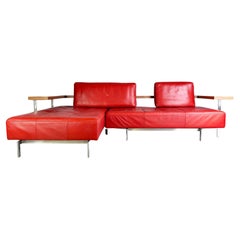 Original Rolf Benz Ecksofa Dono 6100 Couch Design Sofa Leder rot