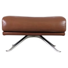 Original Rolf Benz Hocker Ottomane Leder braun Design Fußhocker