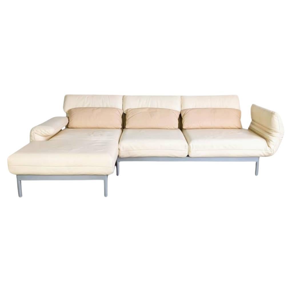 Original Rolf Benz Plura Ecksofa Leder hell beige Design creme