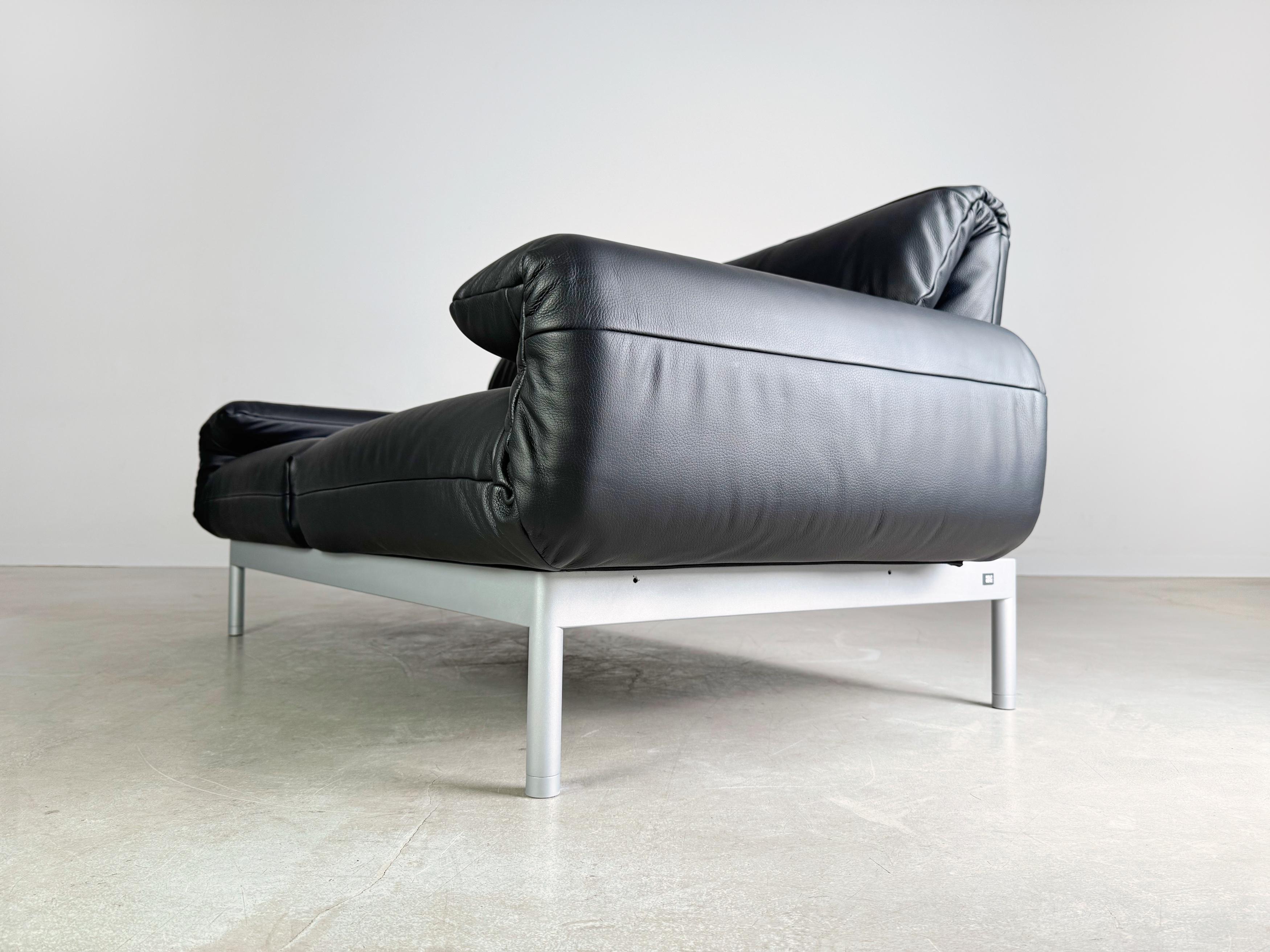 Original Rolf Benz Plura Sofá Couch Leder schwarz Design Zweisitzer 4