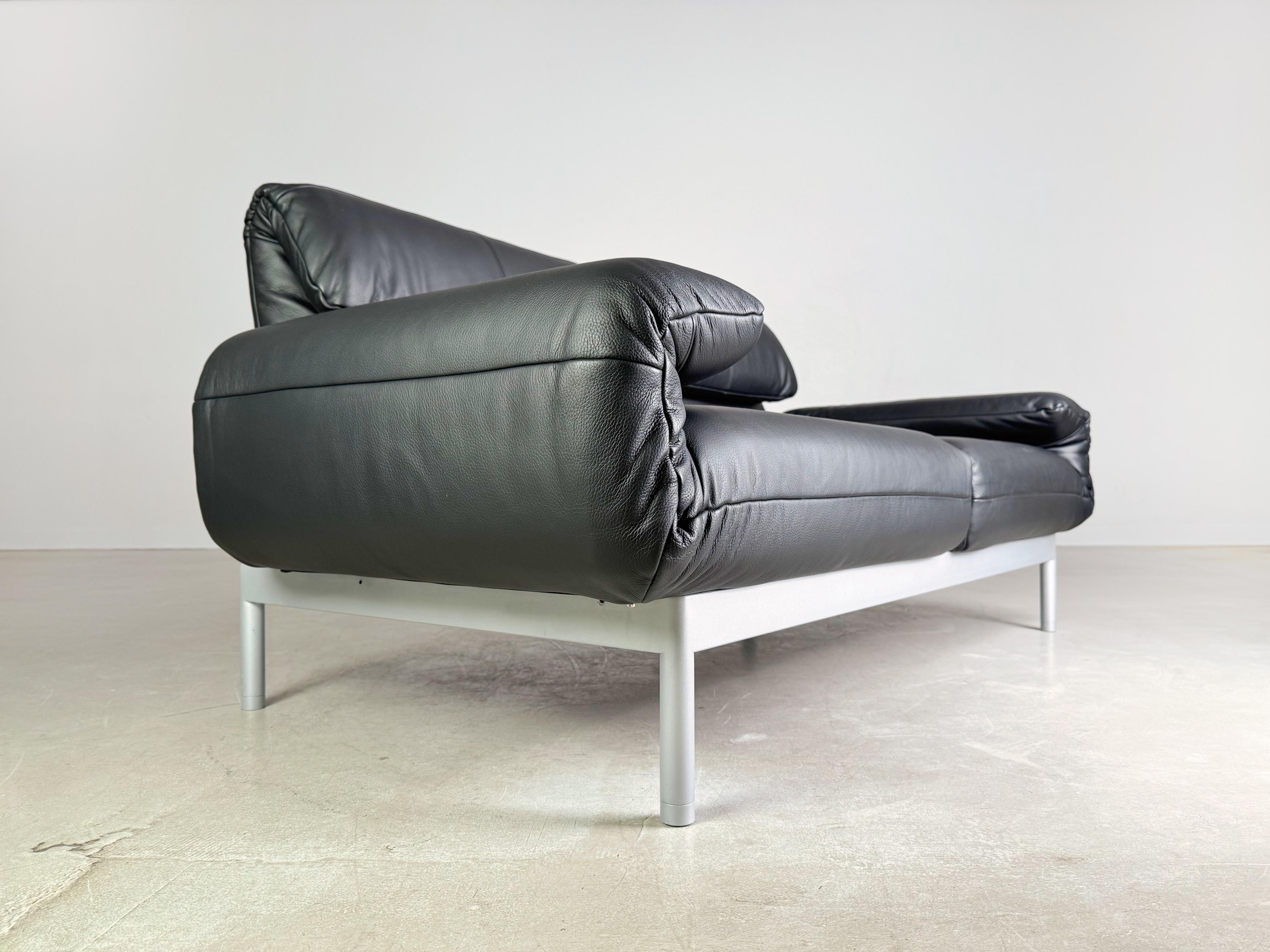 Original Rolf Benz Plura Sofá Couch Leder schwarz Design Zweisitzer 5