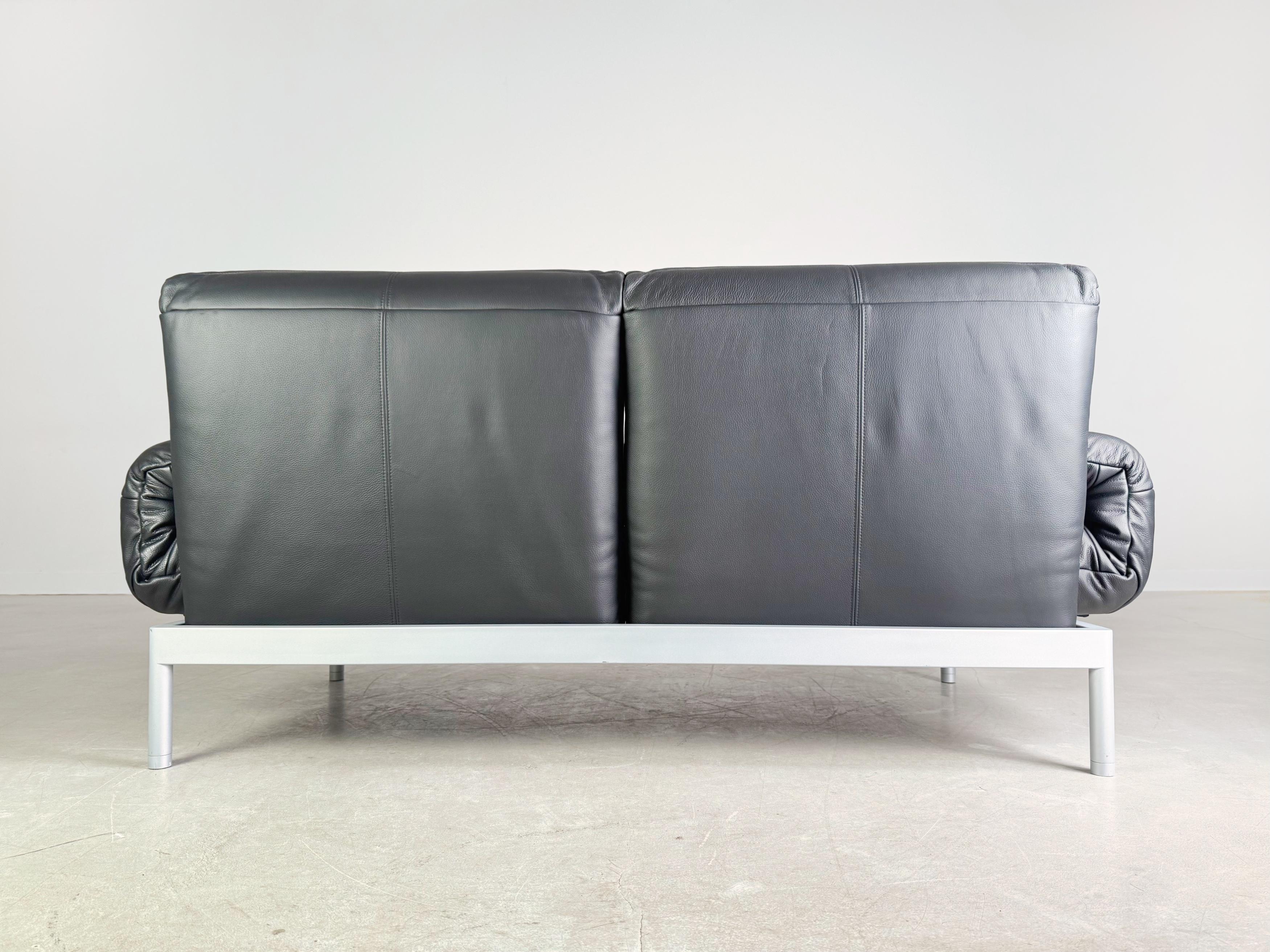 Original Rolf Benz Plura Sofá Couch Leder schwarz Design Zweisitzer 6
