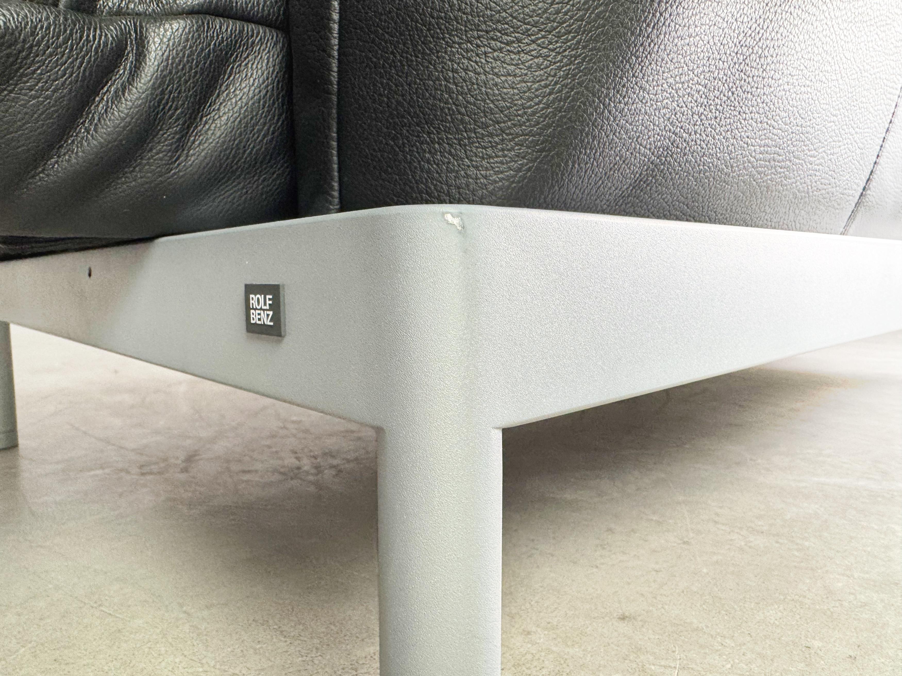 Original Rolf Benz Plura Sofá Couch Leder schwarz Design Zweisitzer 7