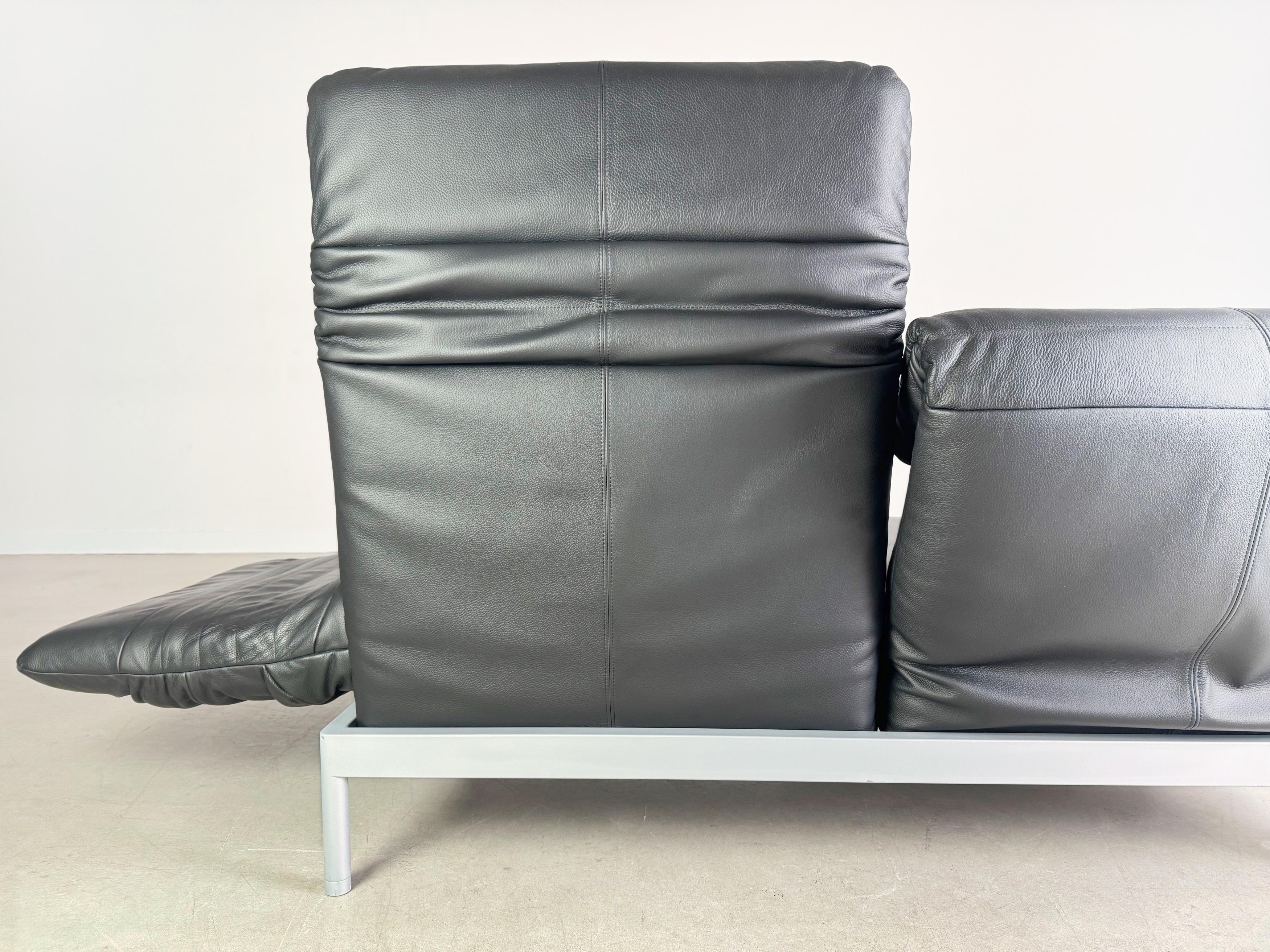 Original Rolf Benz Plura Sofá Couch Leder schwarz Design Zweisitzer 8