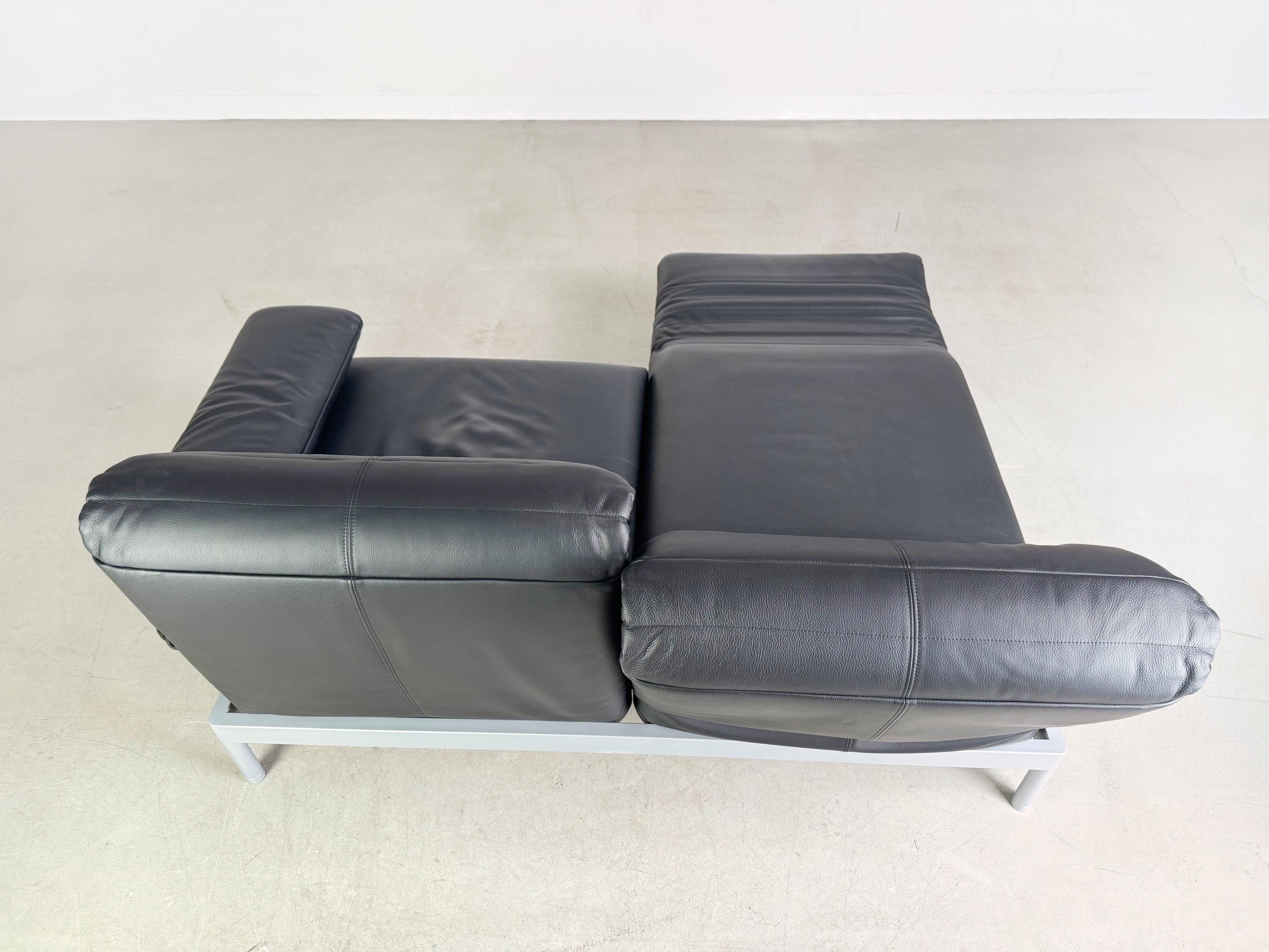 Original Rolf Benz Plura Sofá Couch Leder schwarz Design Zweisitzer 9